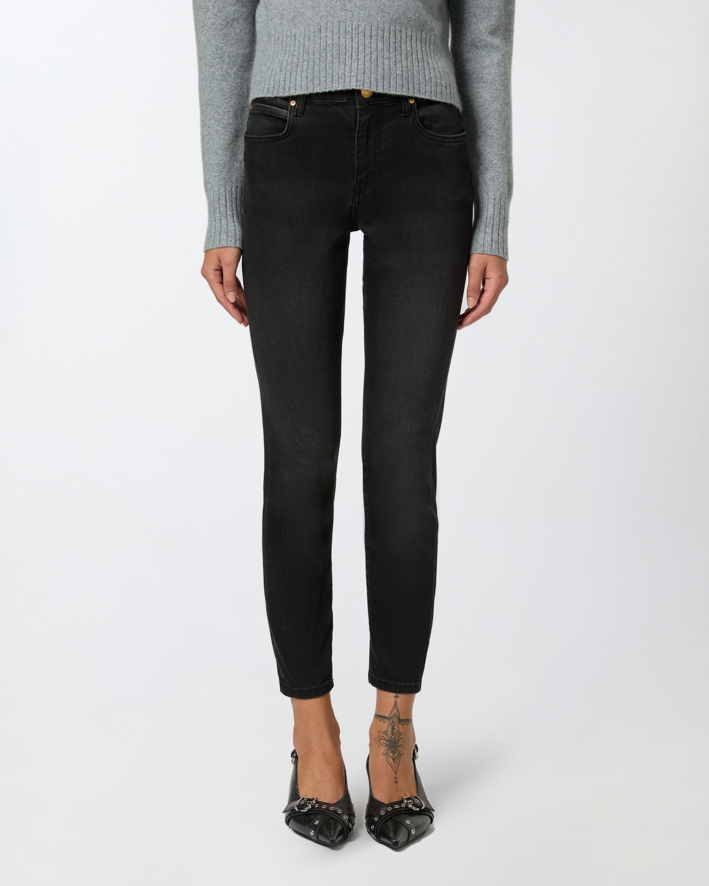 Shop Pinko Jean Skinny En Denim Stretch Noir In Limo Black