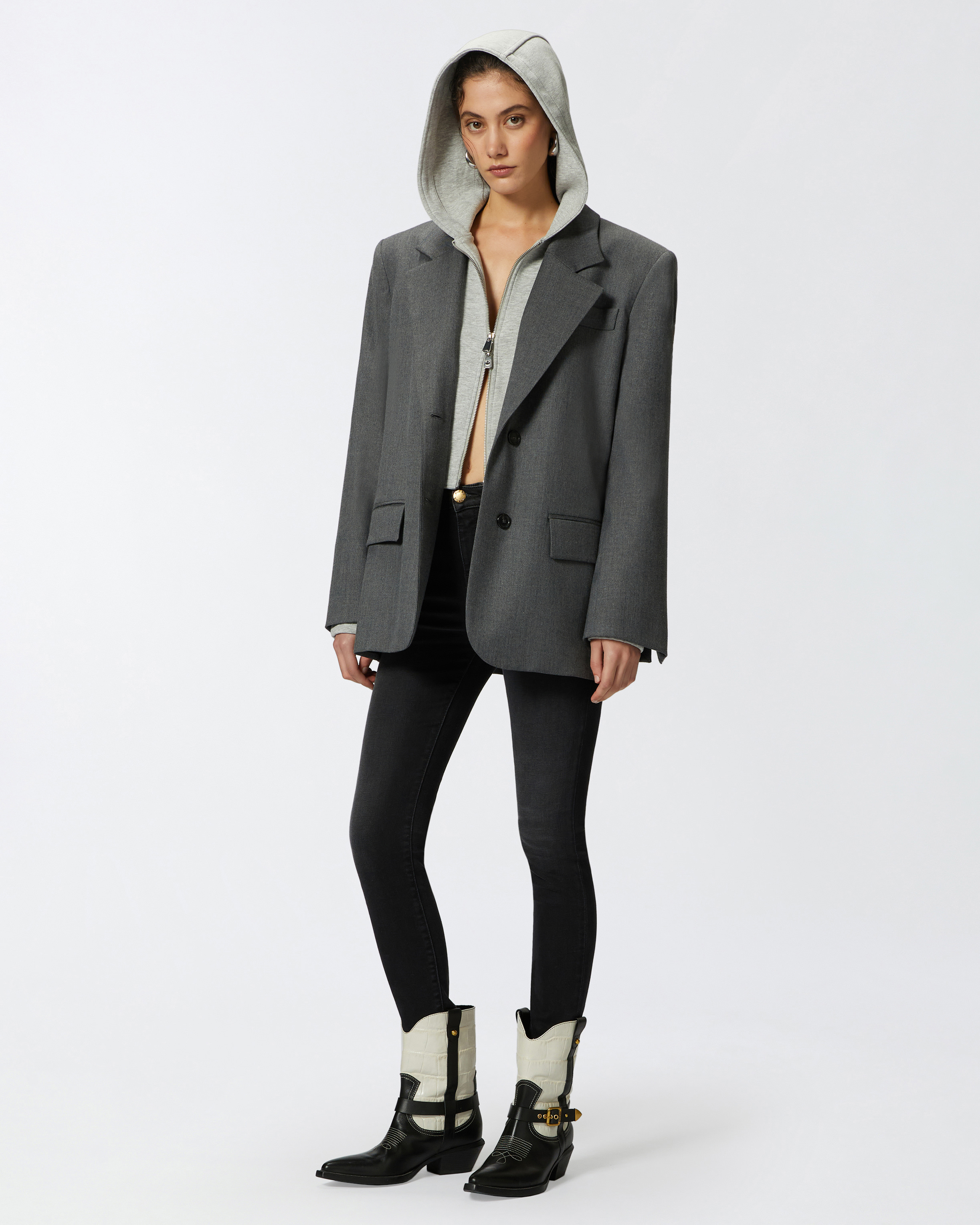 Джинсы скинни из черного эластичного денима - ЧЕРНЫЙ - large