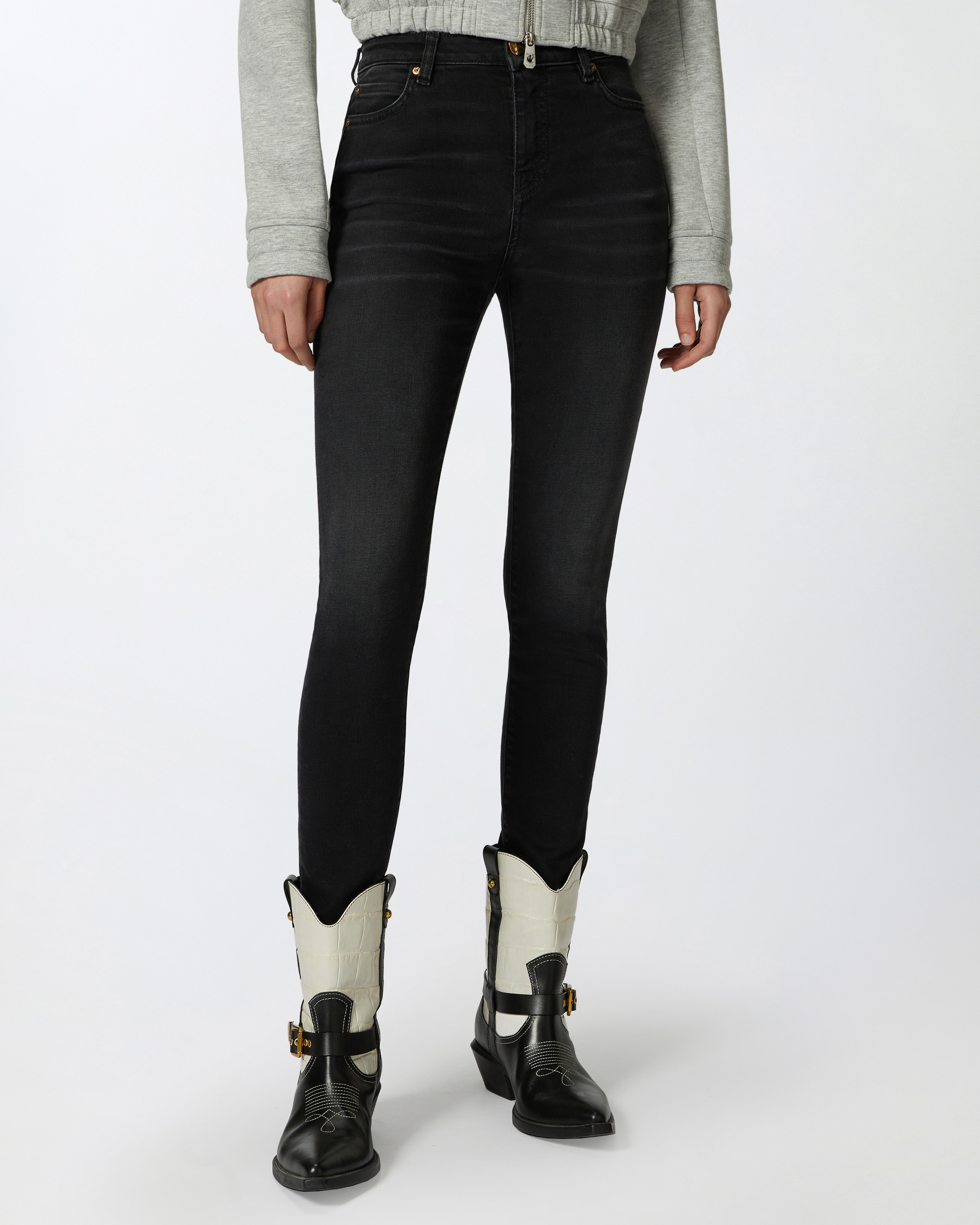 Skinny black stretch denim jeans 1