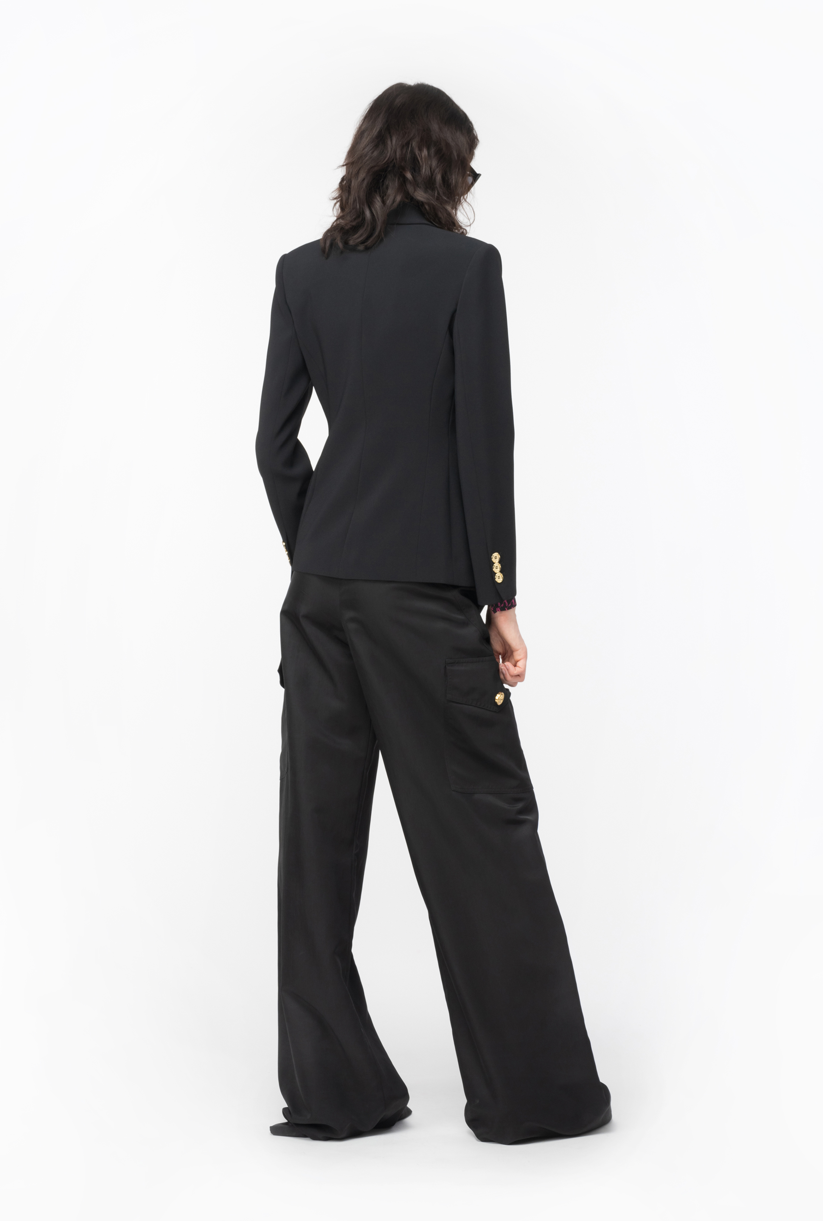 Shop Pinko Blazer Droit Stretch In Limo Black