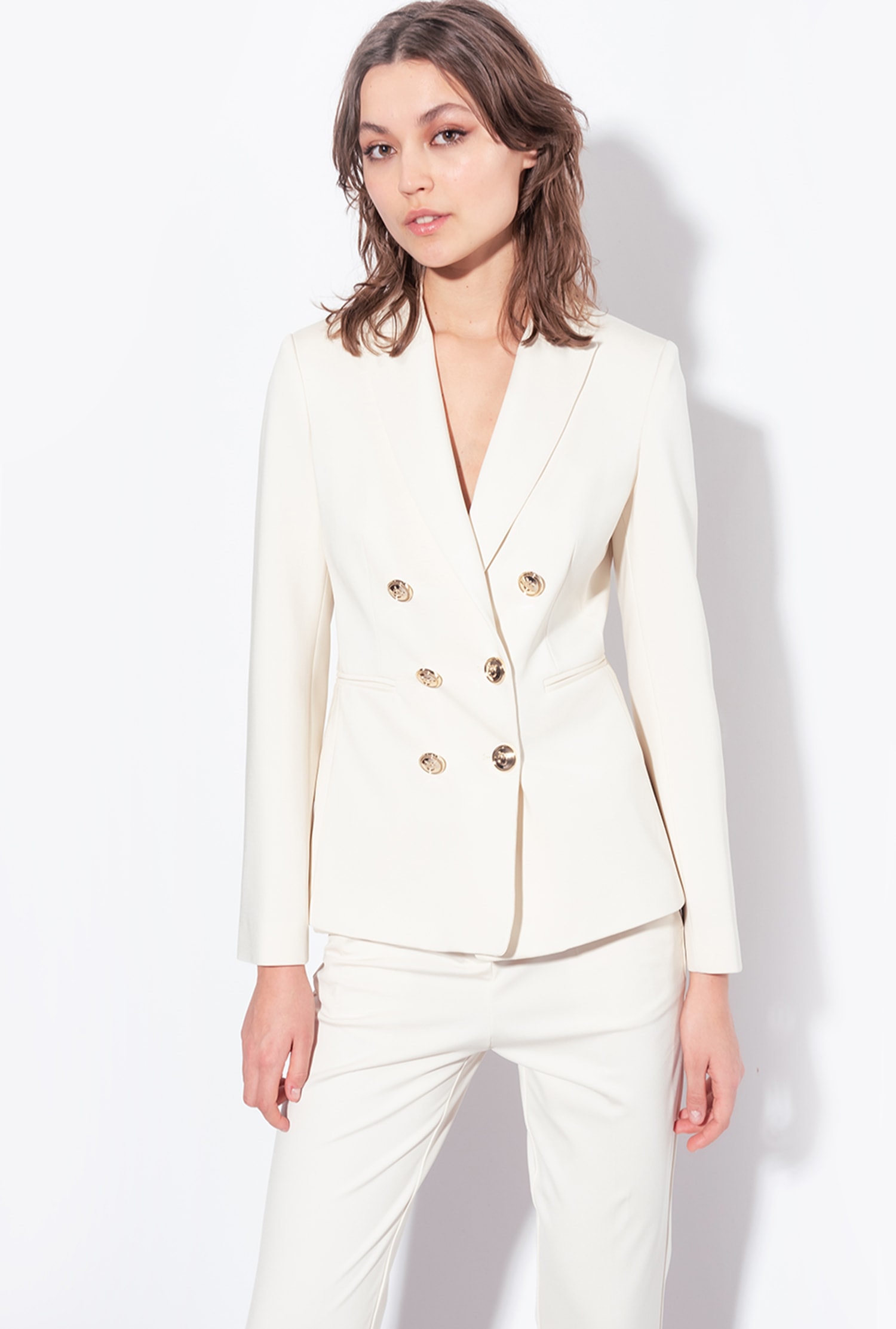 Shop Pinko Blazer With Jewel Buttons In  Rosa Fumo Bianco