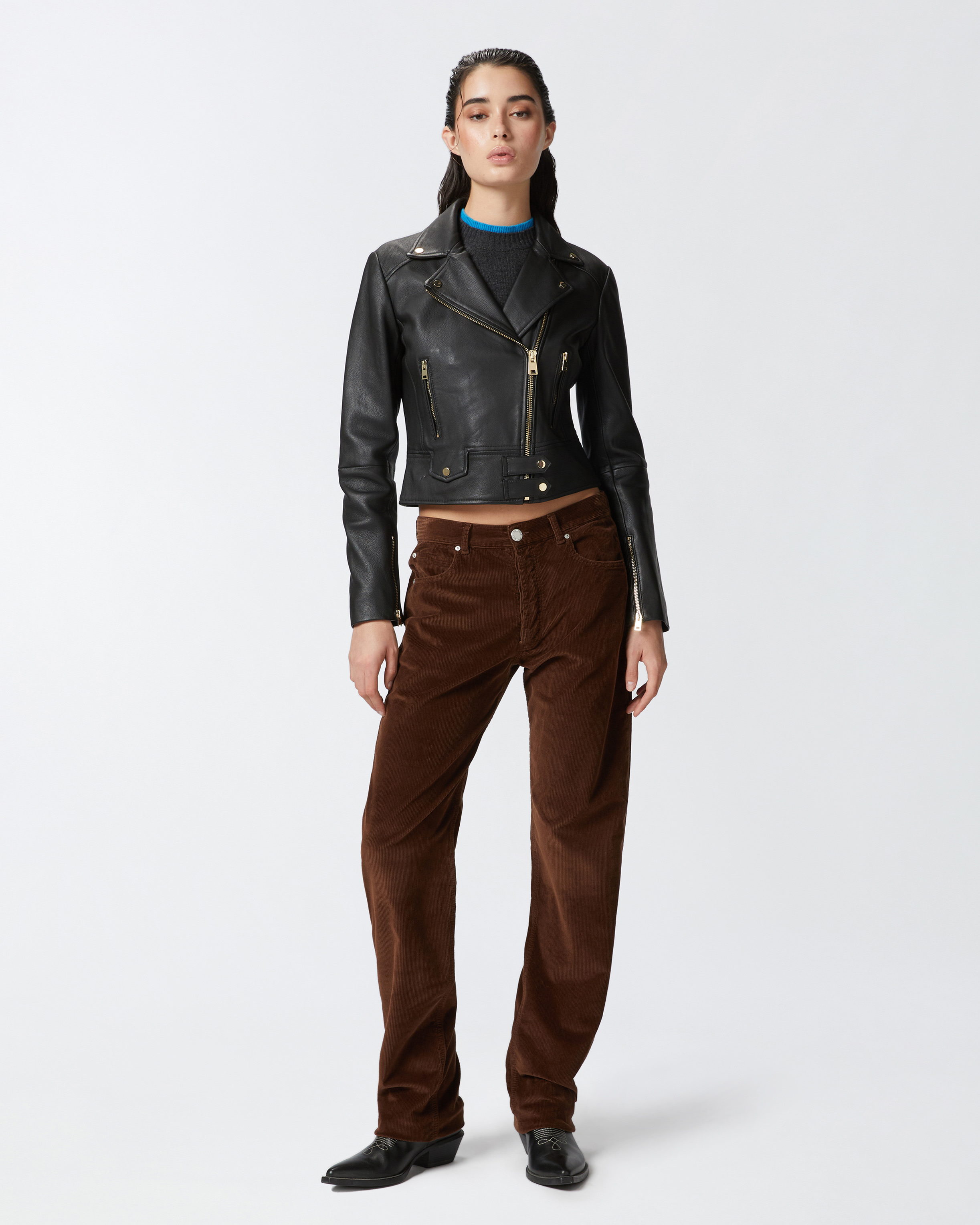 Pinko 'costa Rica' Black Biker Jacket In Leather Woman In Noir Limousine
