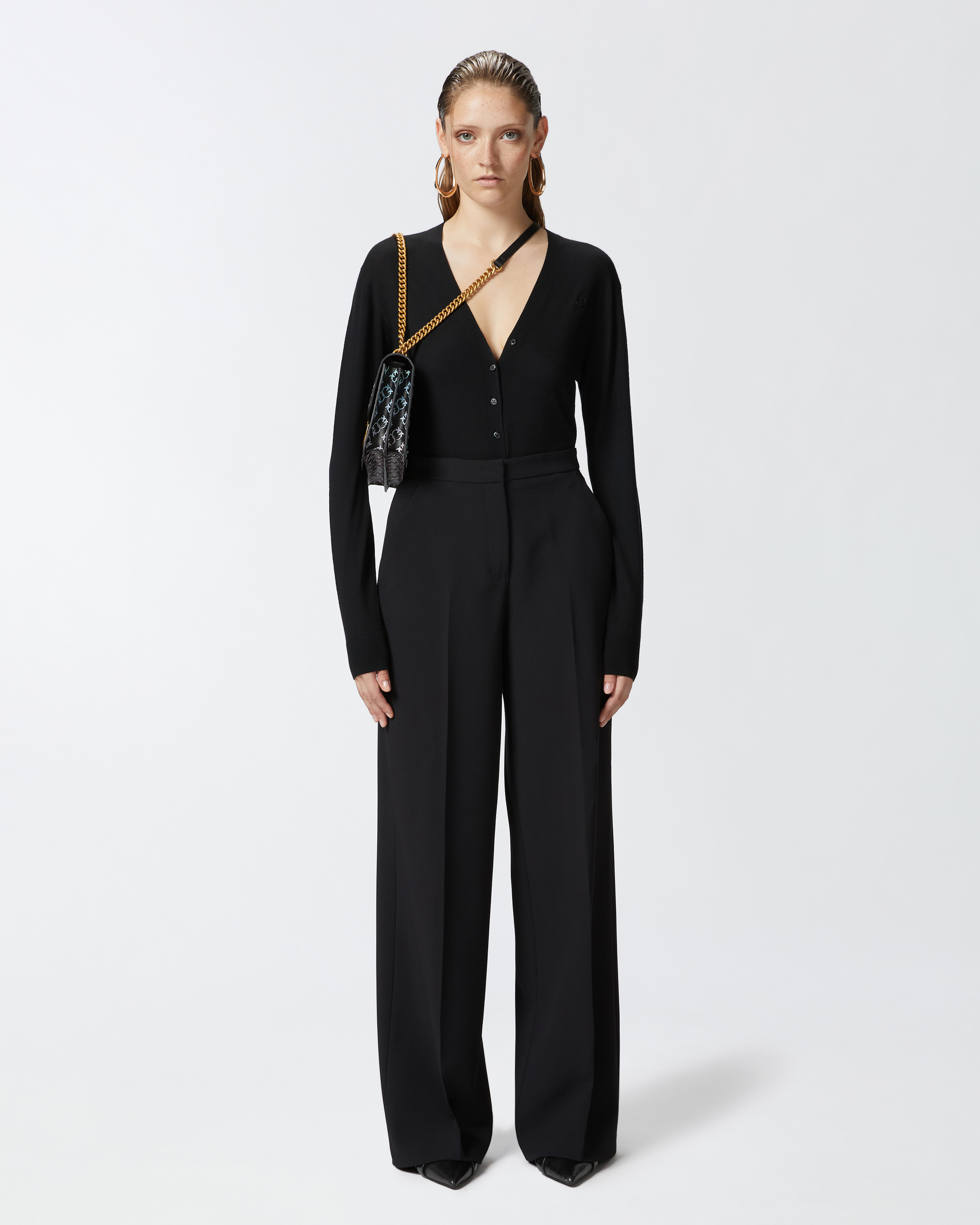 Elegant palazzo trousers in crepe 0