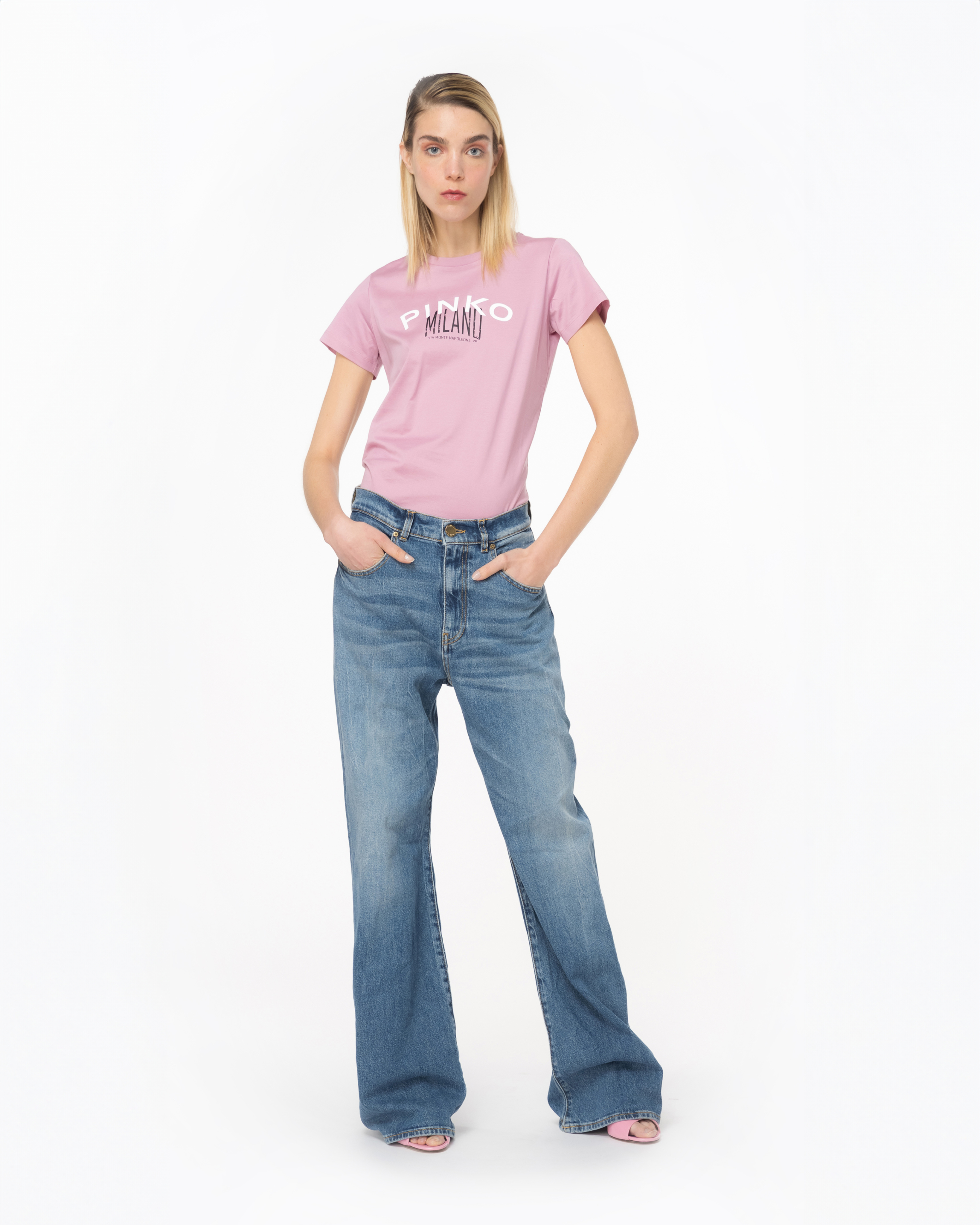 Shop Pinko Cities T-shirt In Orchidée Fumée