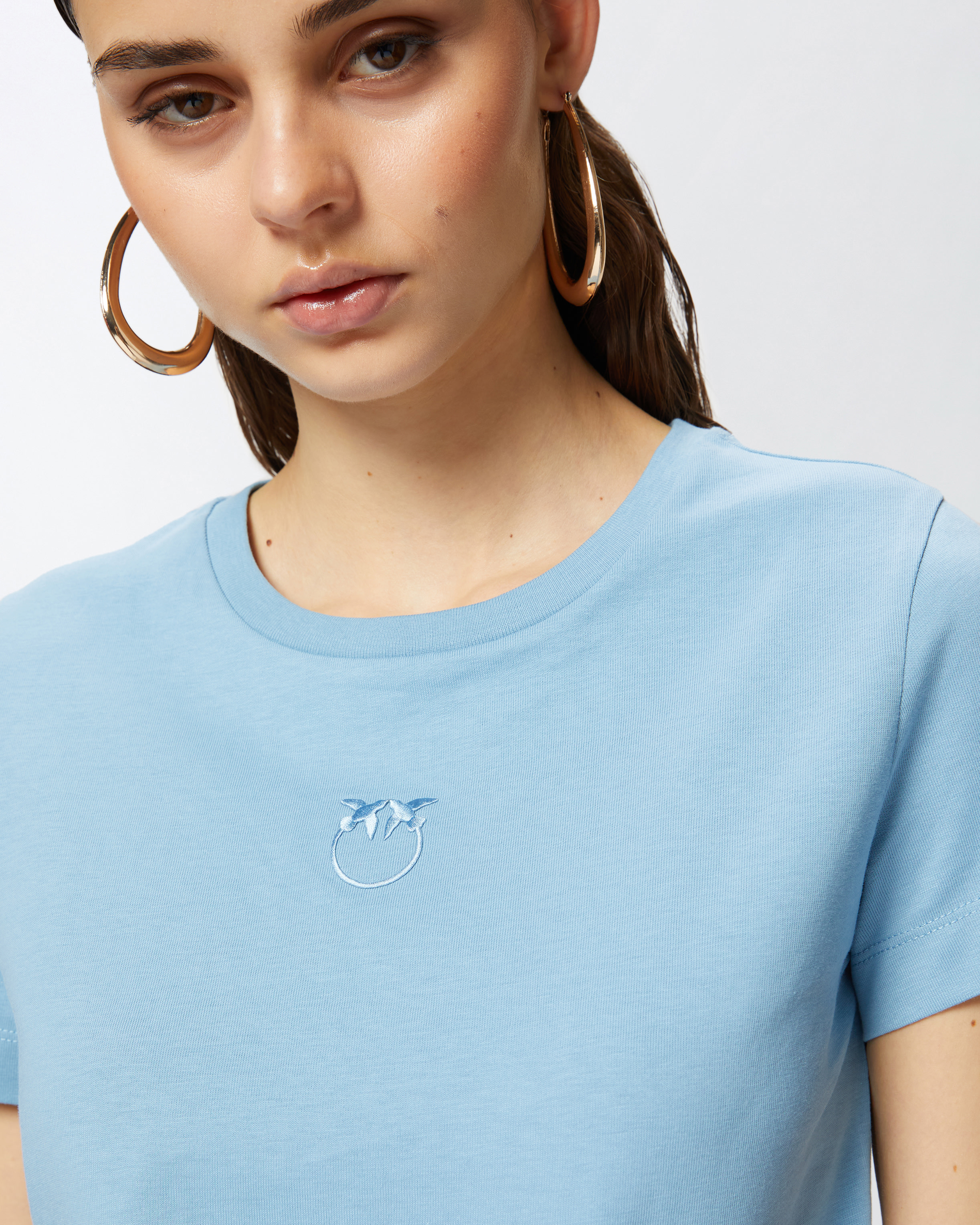 Short-sleeved T-shirt with embroidered logo PINKO → Shop Online