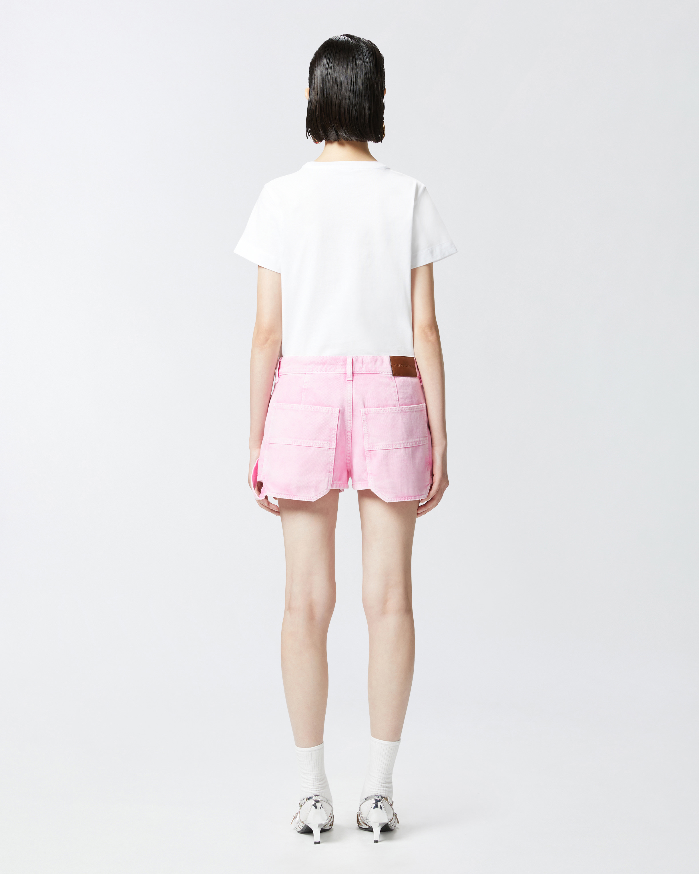 Pinko Short-sleeved T-shirt With Embroidered Logo In Bright White