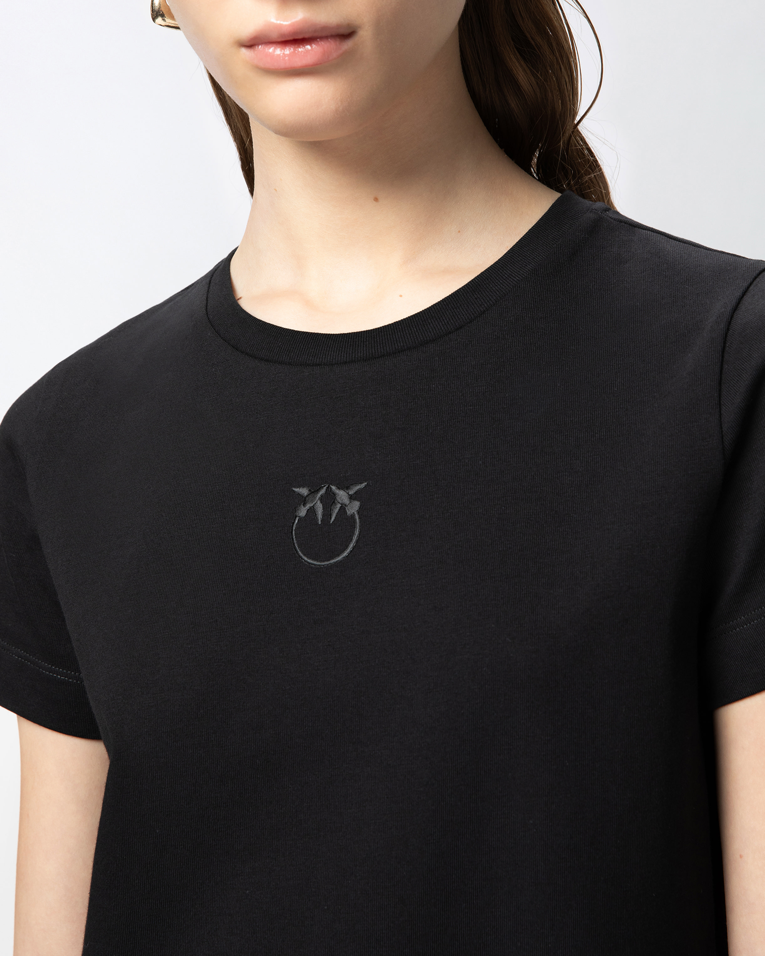 Short-sleeved T-shirt with embroidered logo PINKO → Shop Online