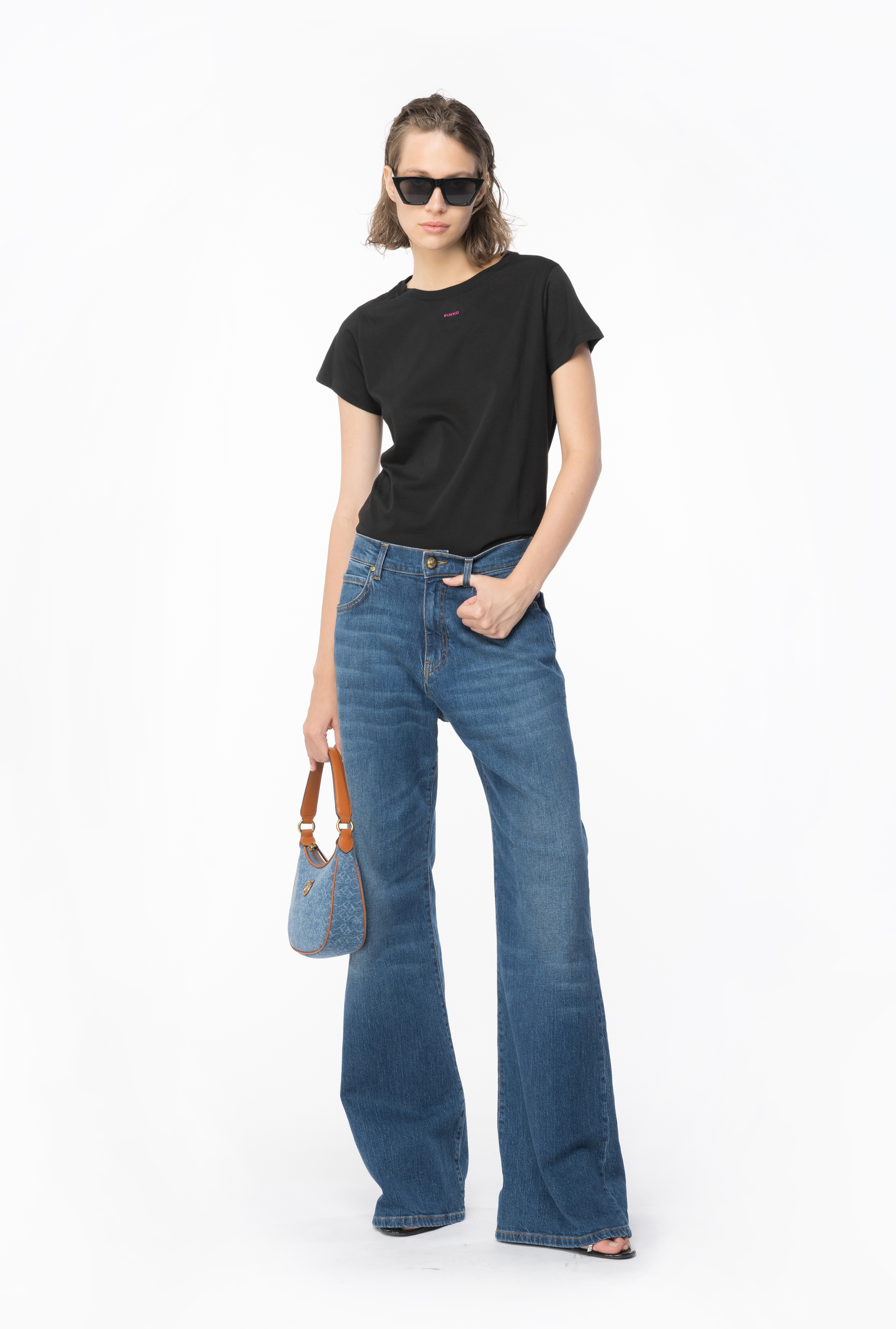 Футболка с микрологотипом PINKO - ЧЕРНЫЙ, fuchsia, multicolor - large