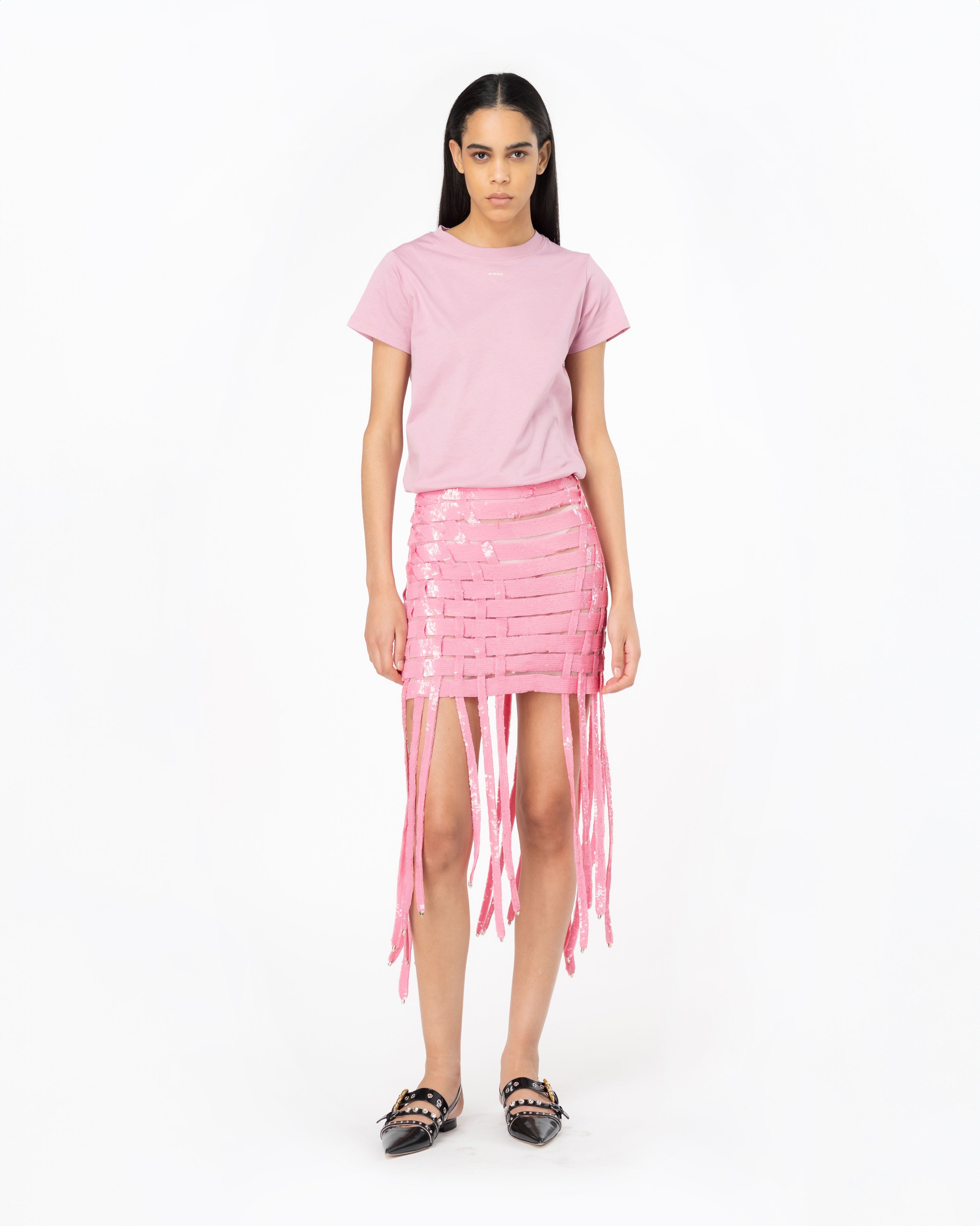 Shop Pinko Mini-logo T-shirt In Orchid Smoke