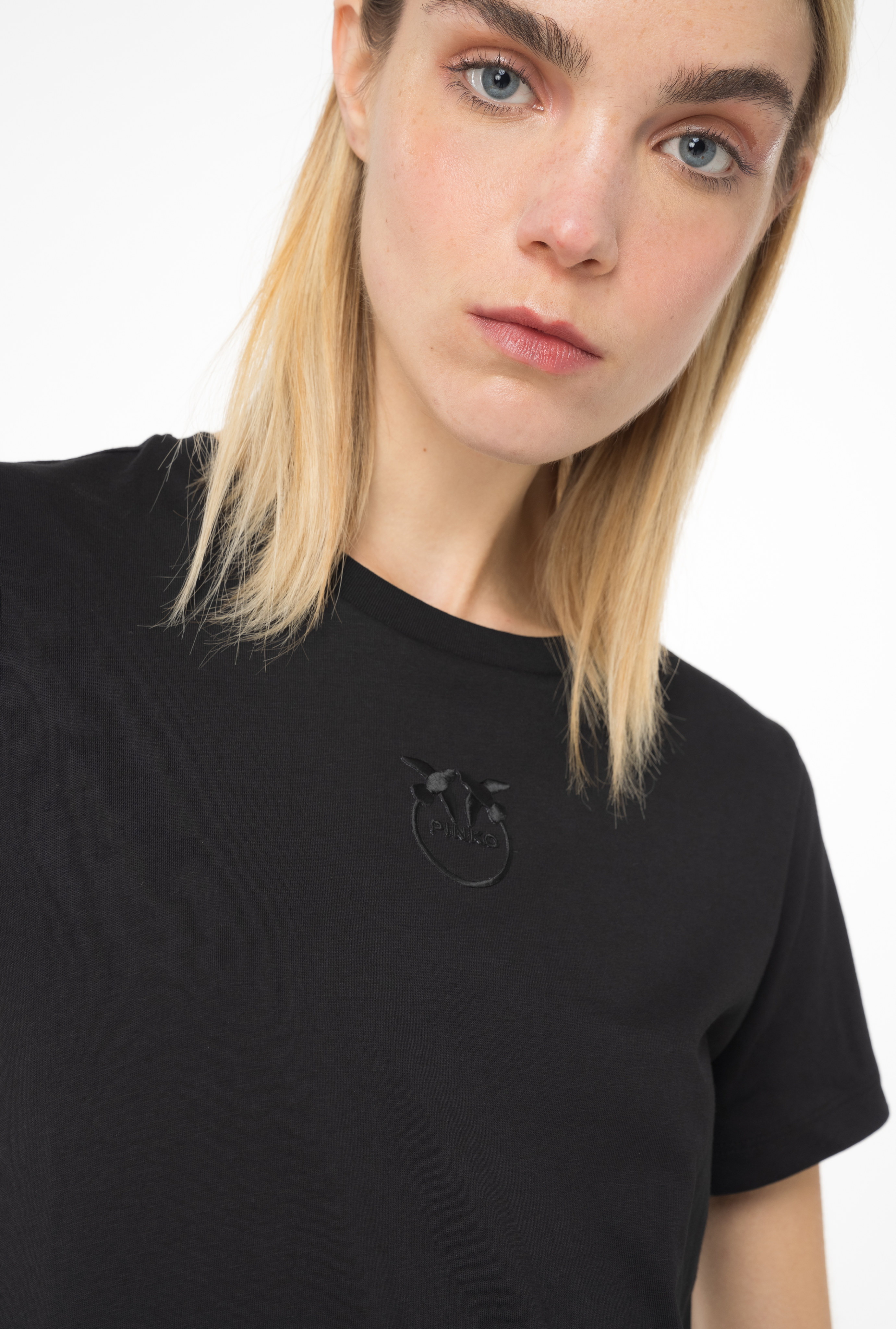 Pinko Basico T-shirt Jersey Old In Limo Black