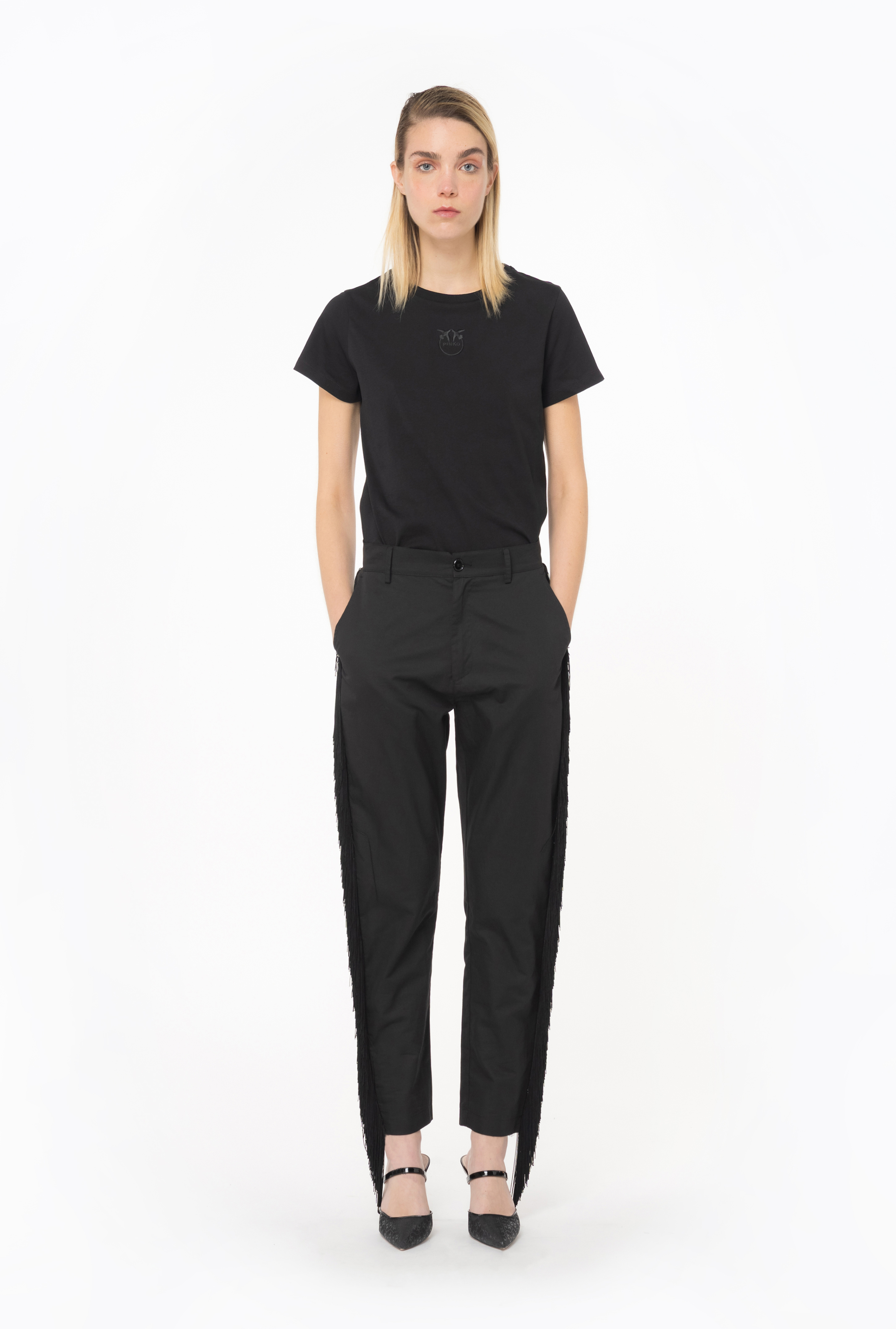 Pinko Basico T-shirt Jersey Old In Limo Black