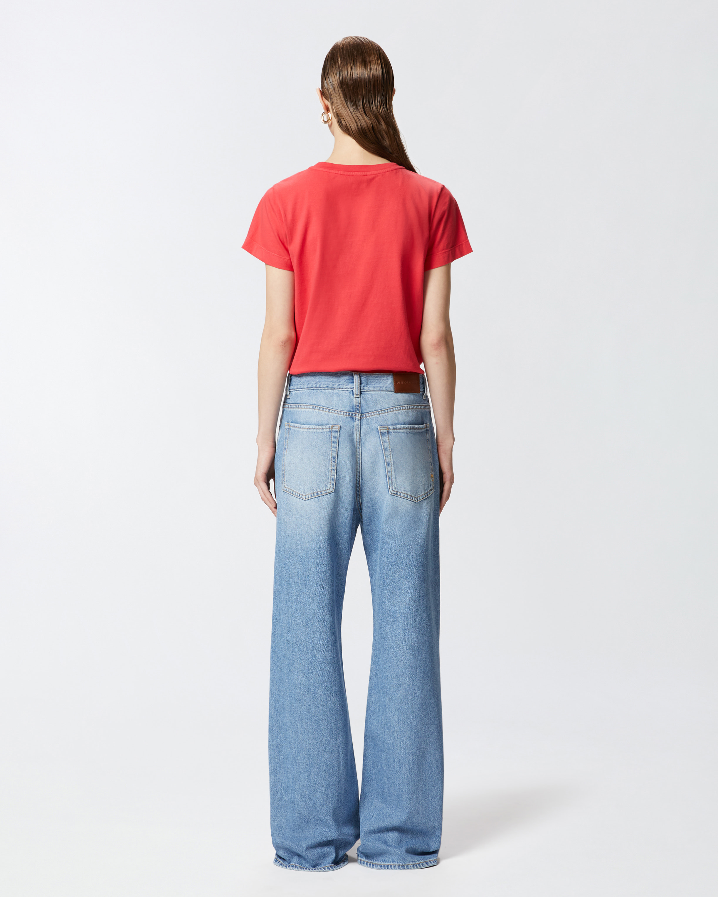Pinko Logo Embroidered Plain Design T-shirt In Red