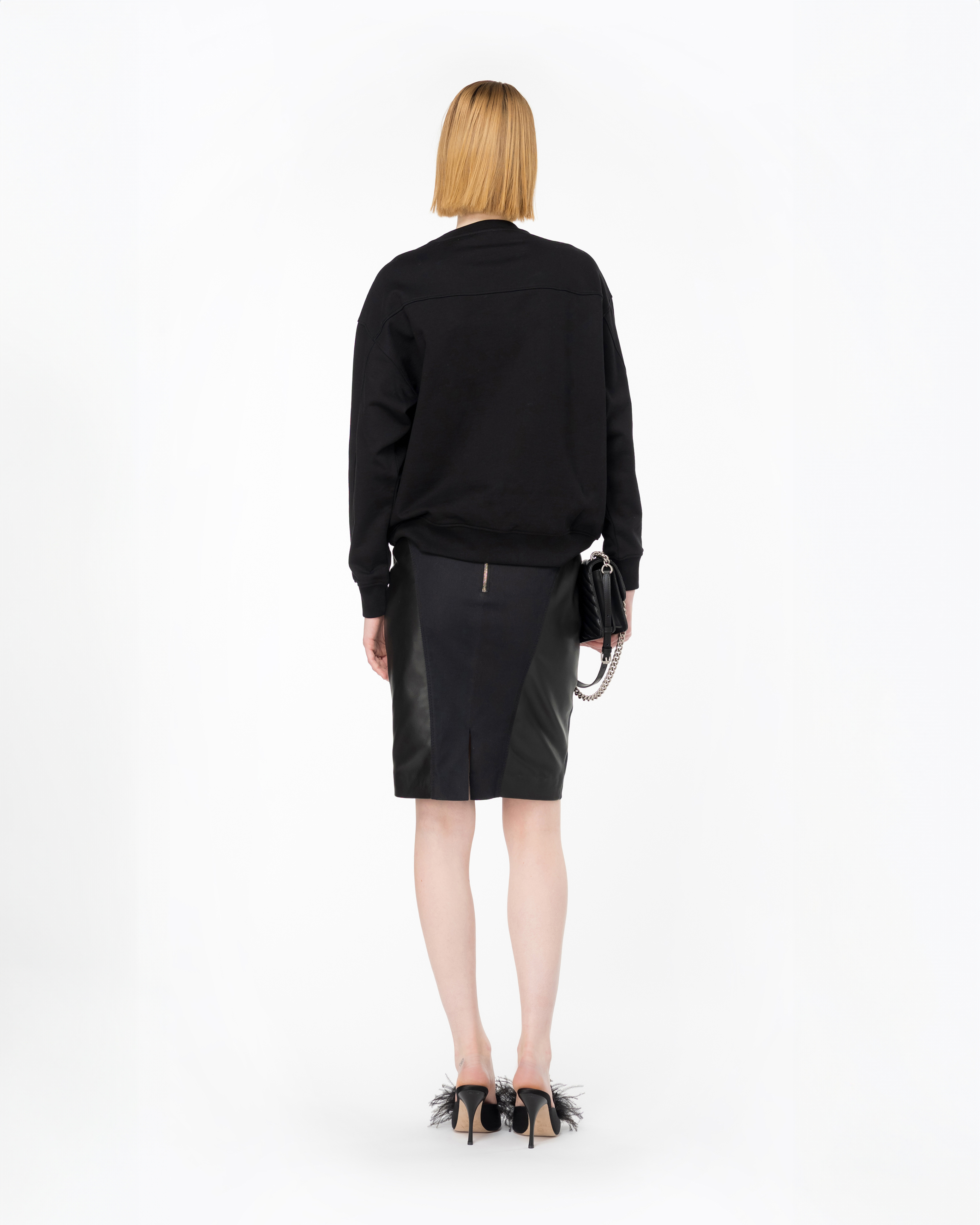 Shop Pinko Sweatshirt With Love Birds Embroidery In Limo Black