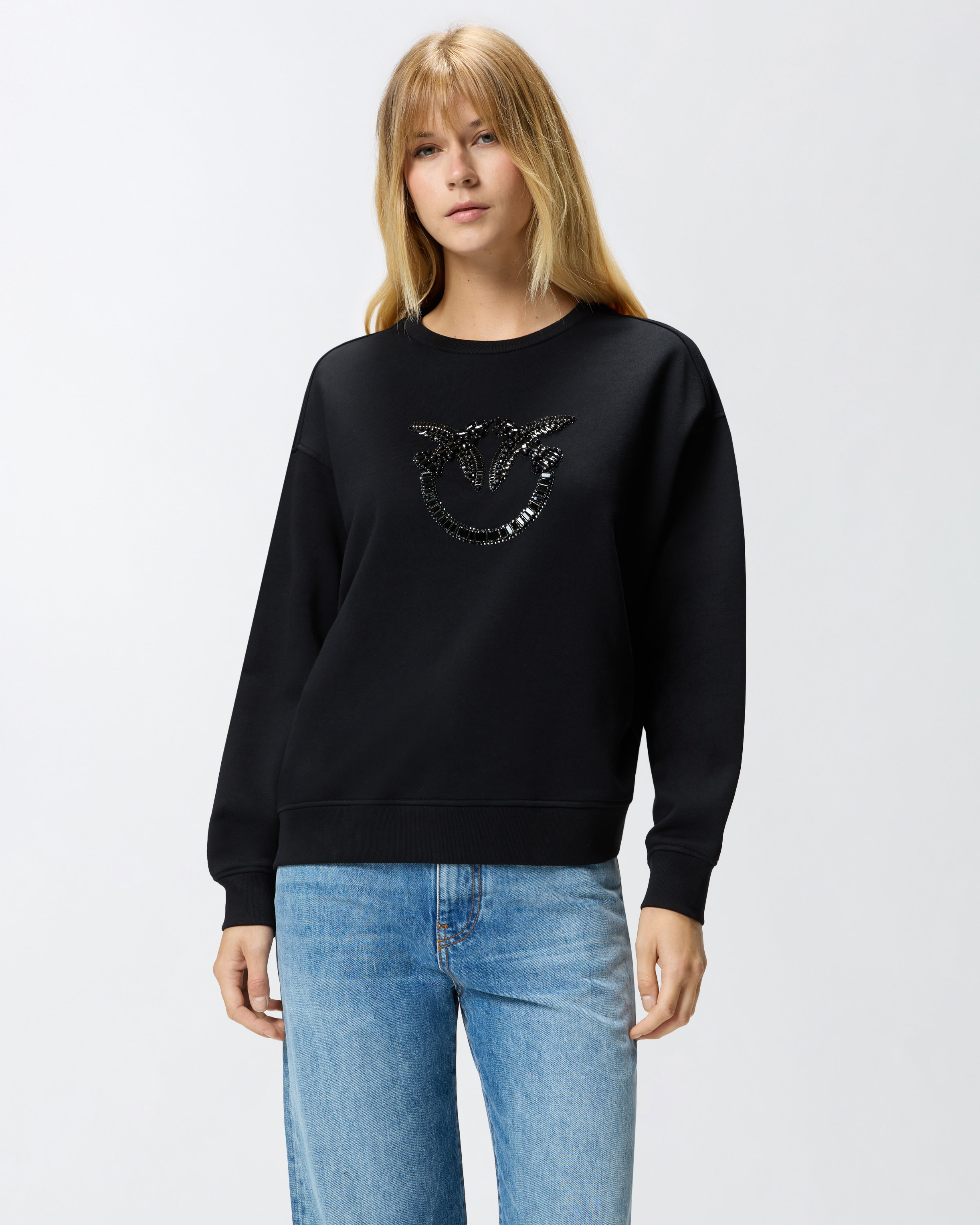 Sweat-shirt à col rond avec broderie bijou Love Birds 0