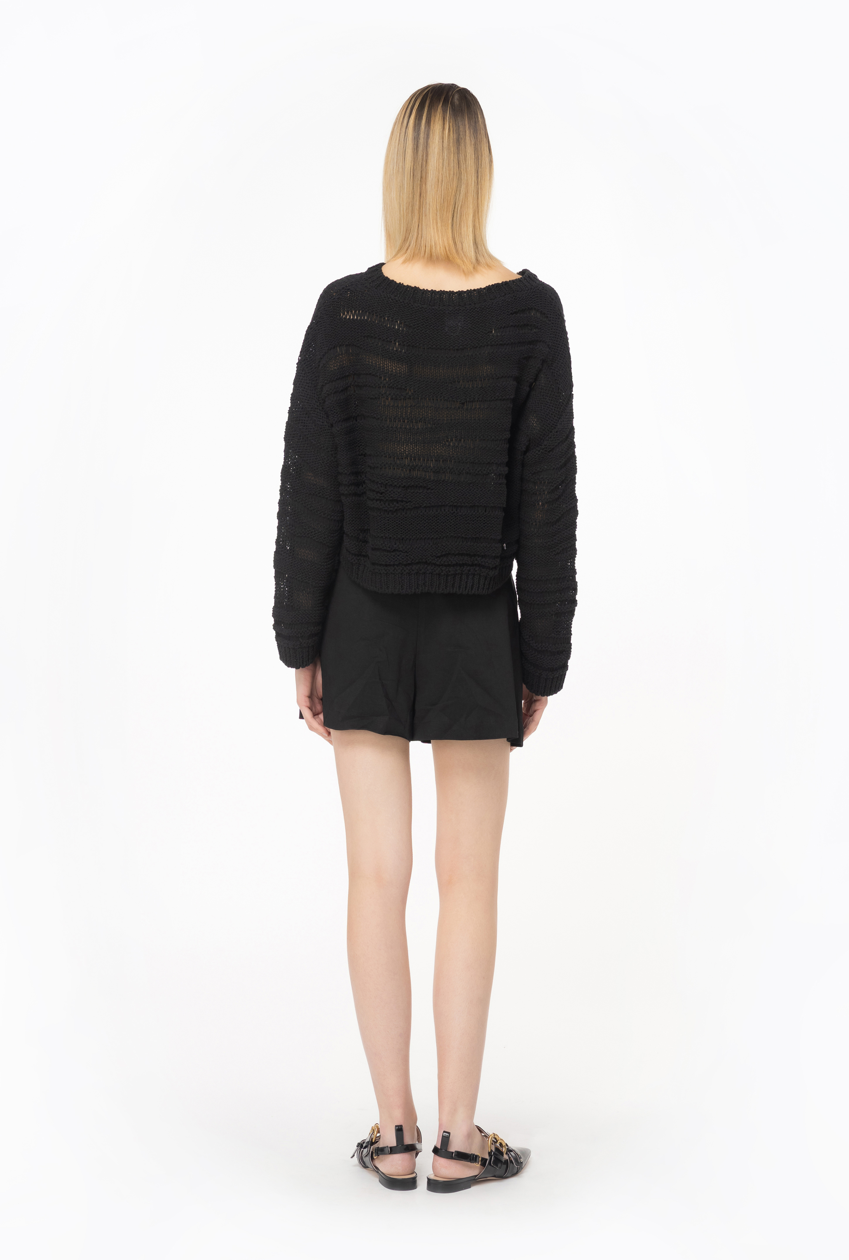 Shop Pinko Shorts Tailored In Lino In Limo Black