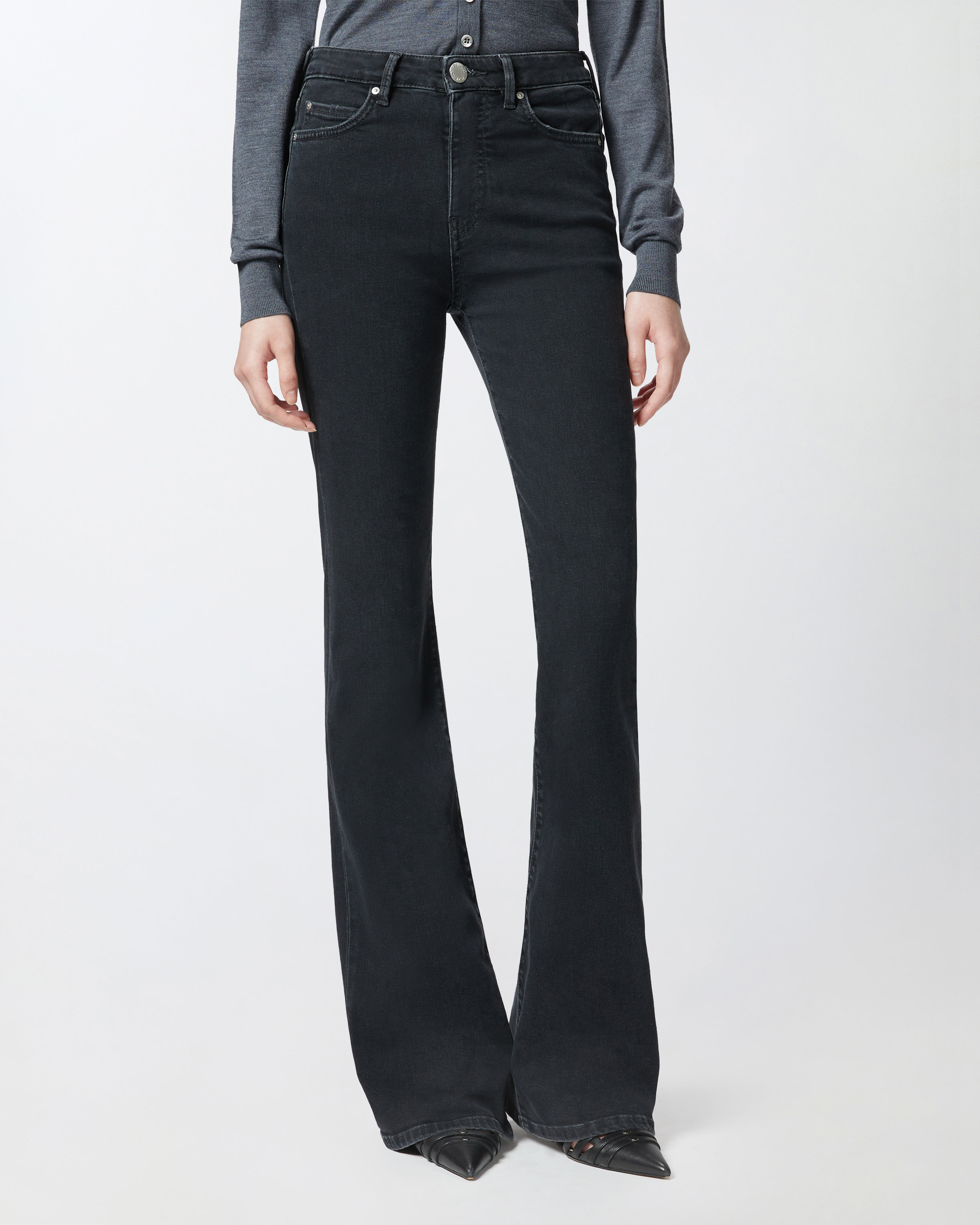 Pinko Flared Jeans Denim Black In Limo Black