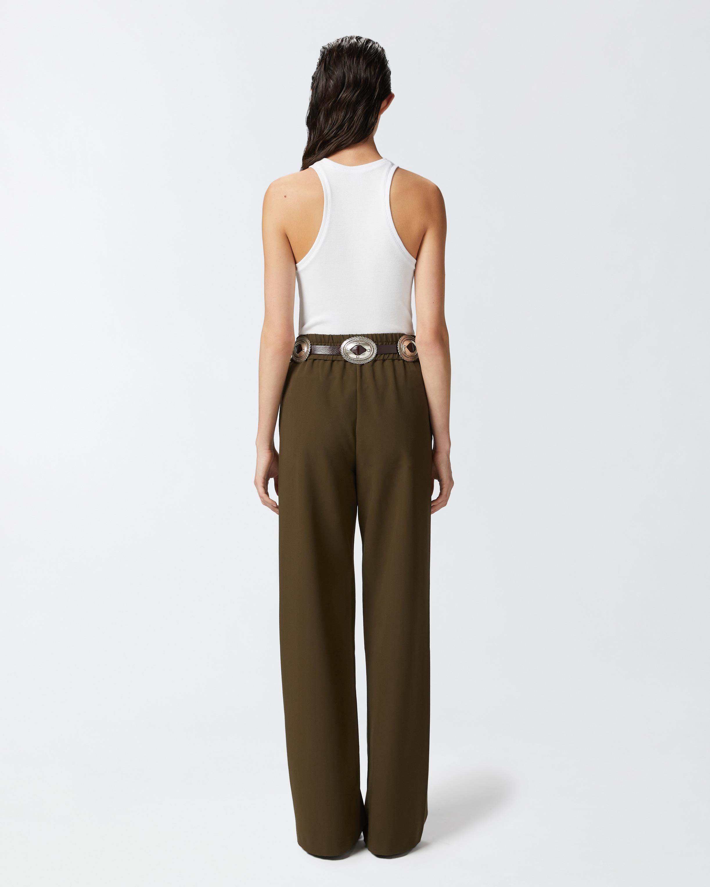 Pinko Ribbed Camisole Top With Logo In Blanc Brill.