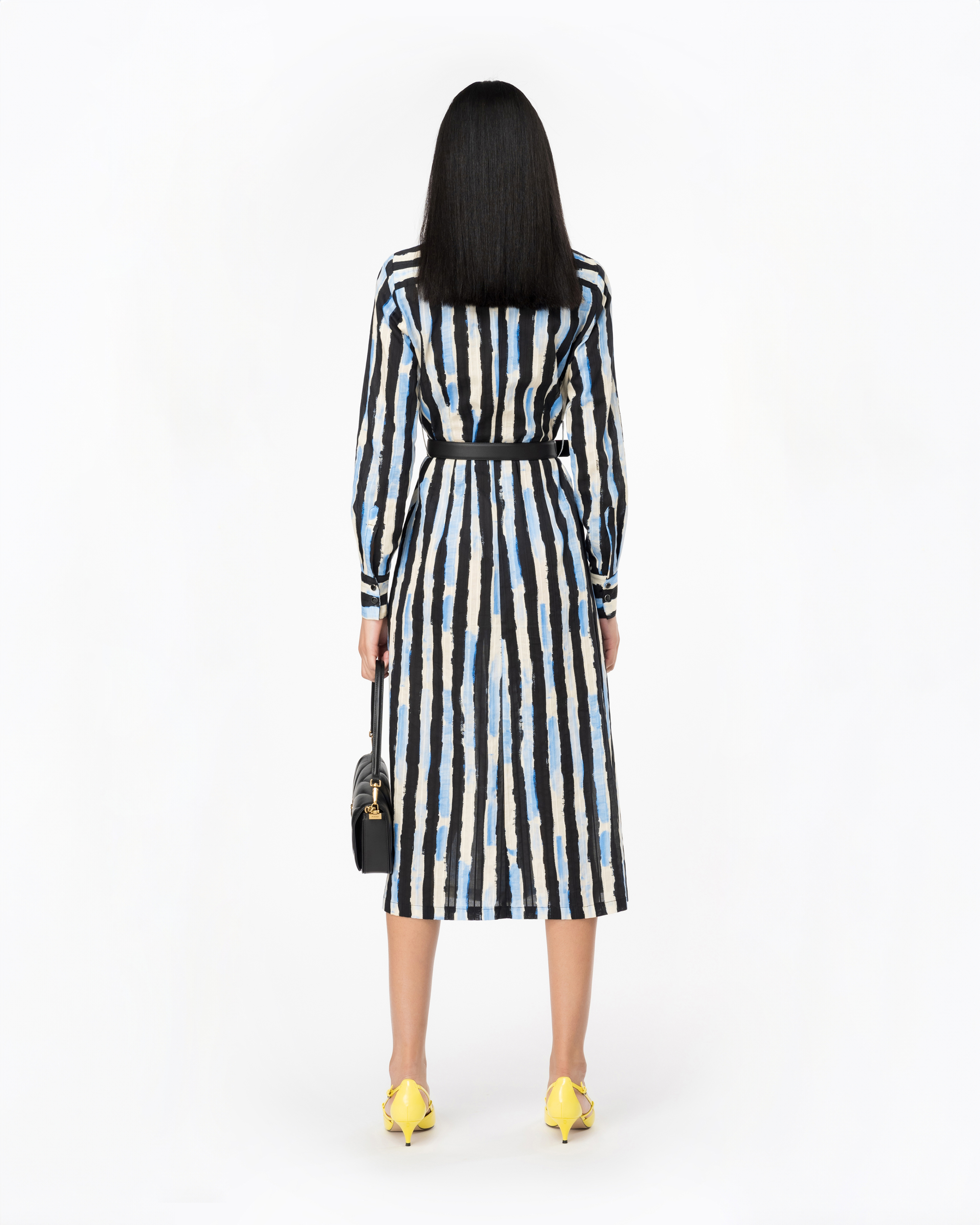 Shop Pinko Shirt Dress With Paint-stripe Print In Nero/burro/azzurro