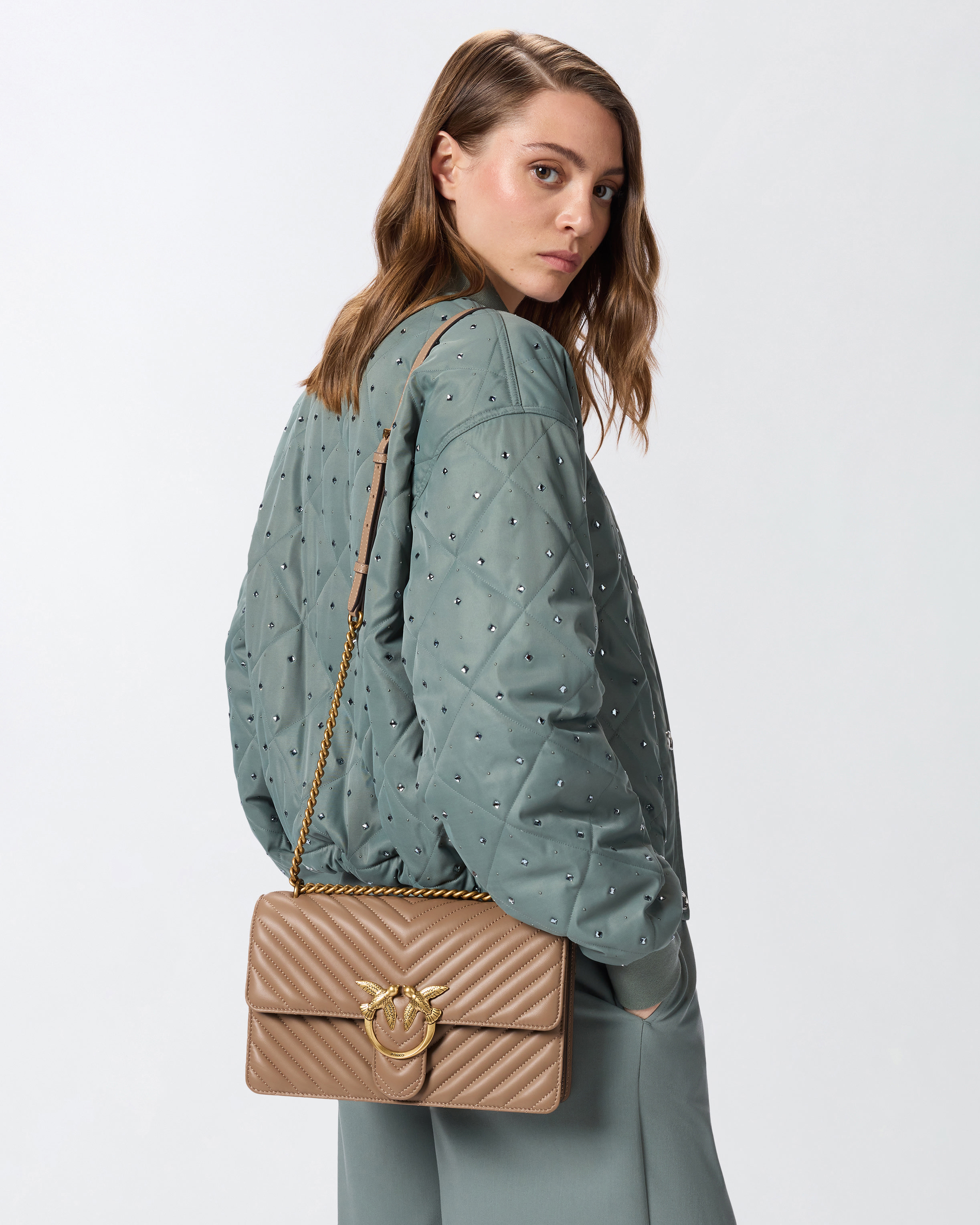 Classic Love Bag One Chevron - Marrone - large