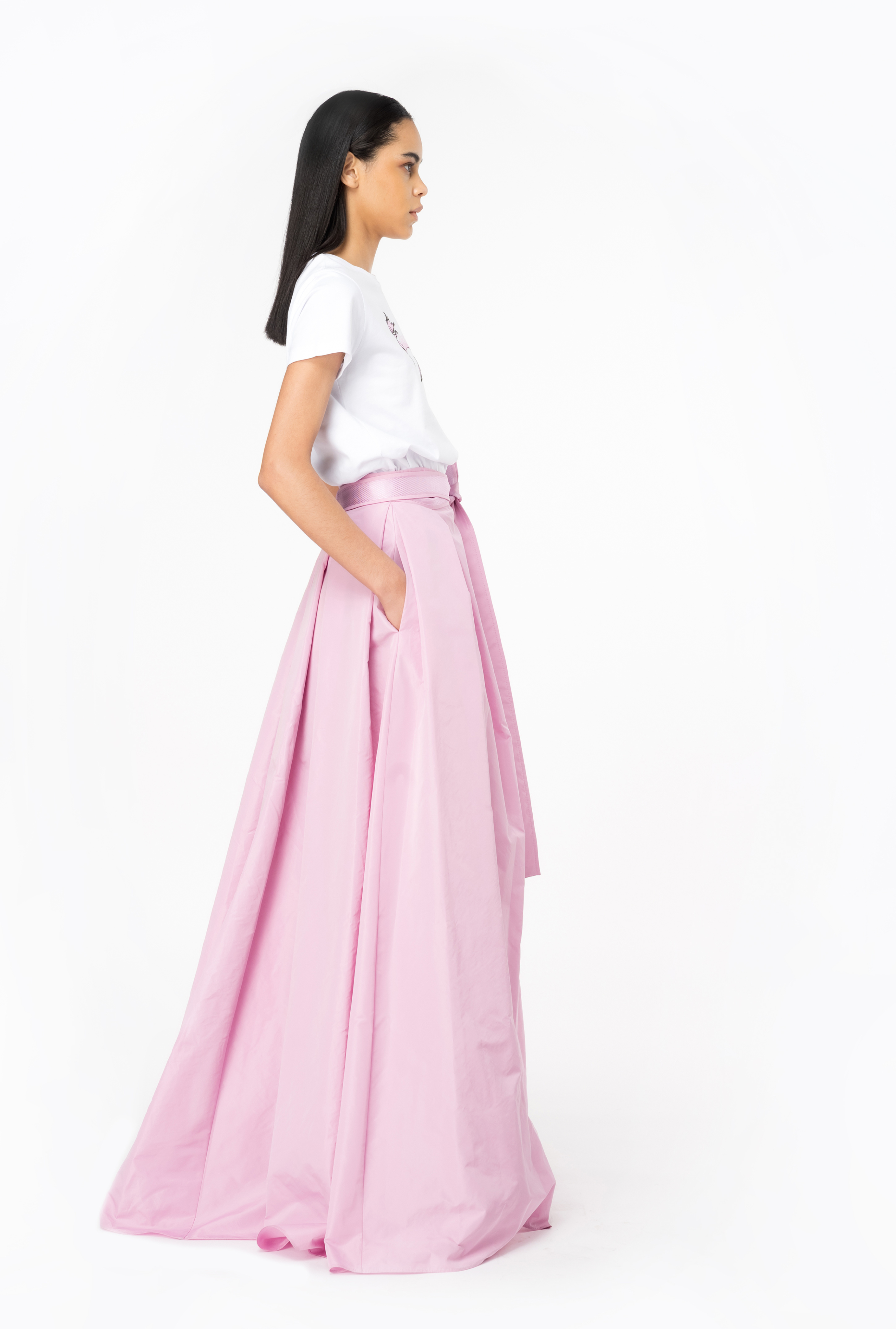 Shop Pinko Taffeta Maxi-skirt In Orchidée Fumée