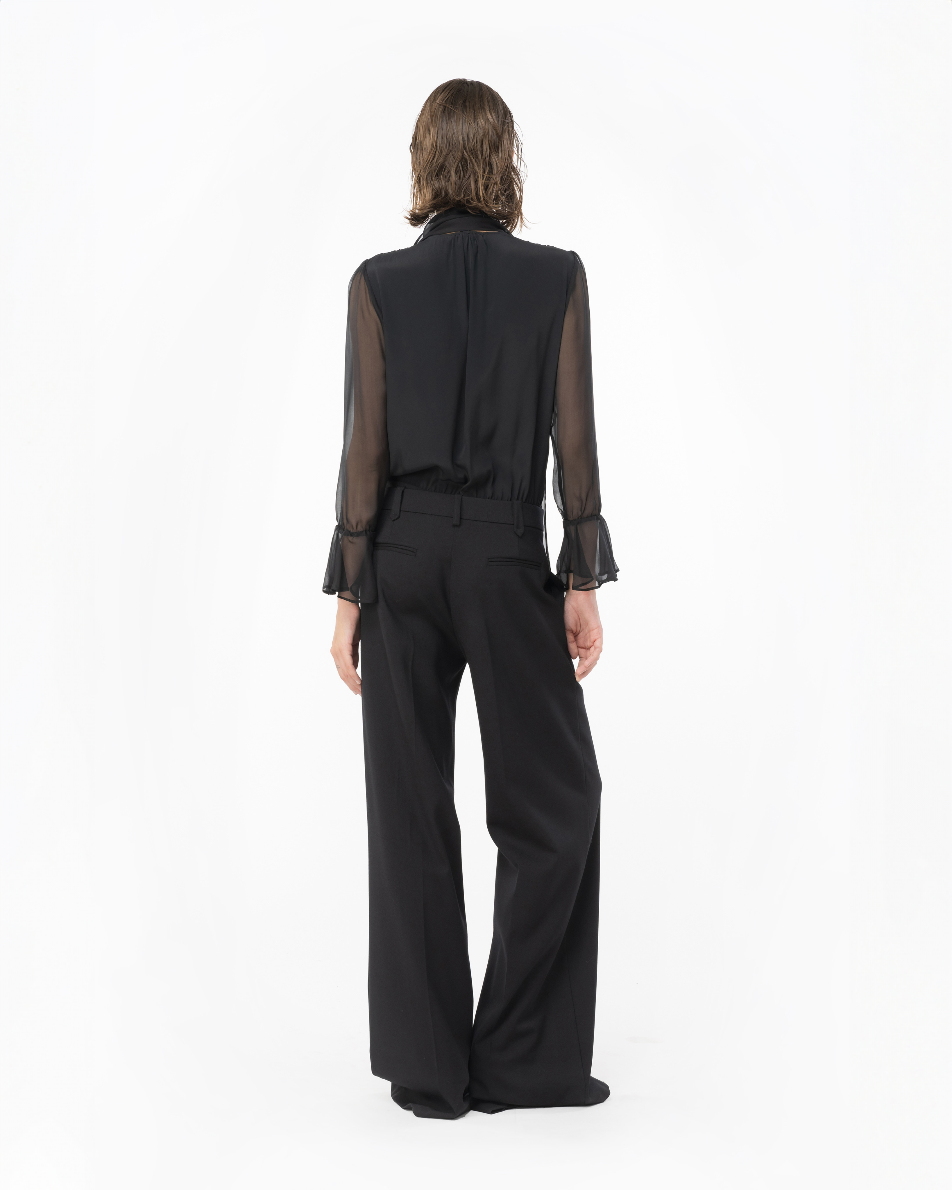 Shop Pinko Silk Chiffon Bodysuit In Limo Black