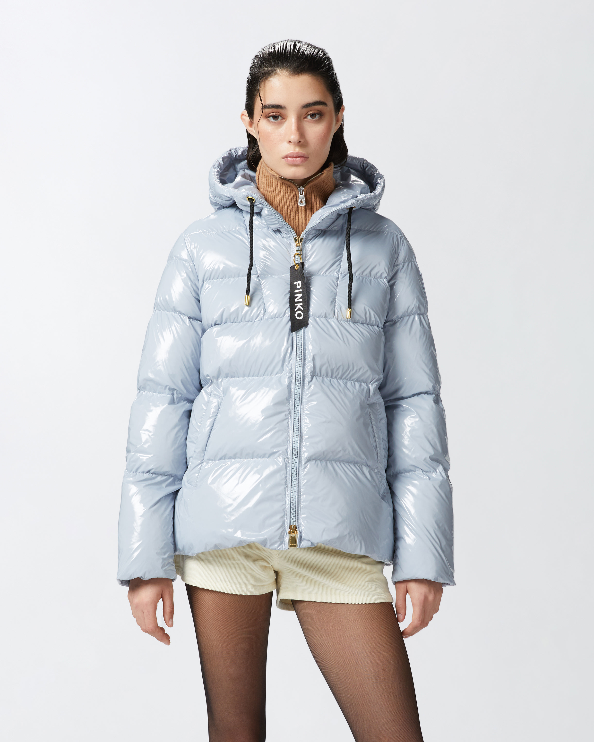 Пуховик из нейлона Crystal - СИНИЙ - large