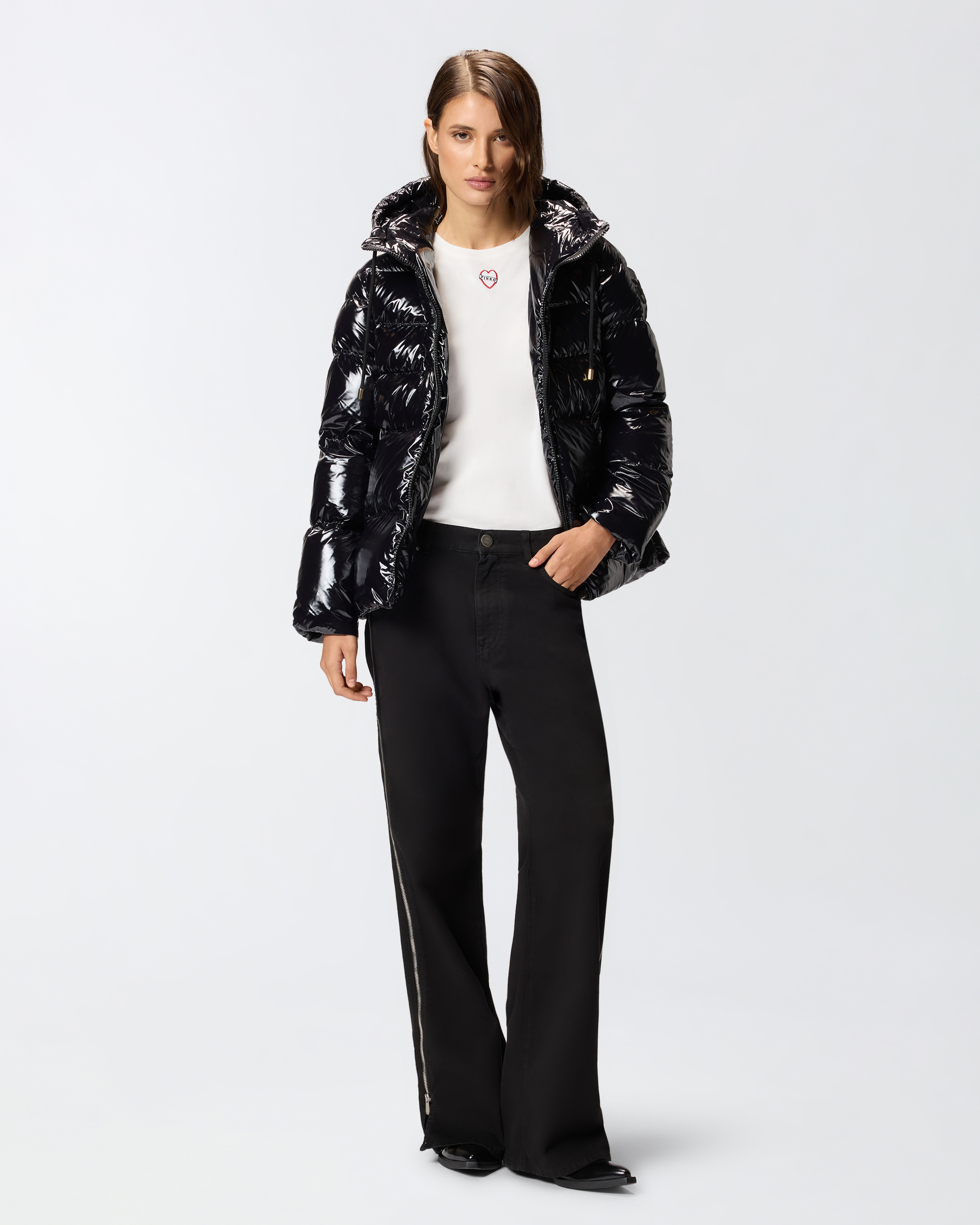 Piumino in crystal nylon con cappuccio 1