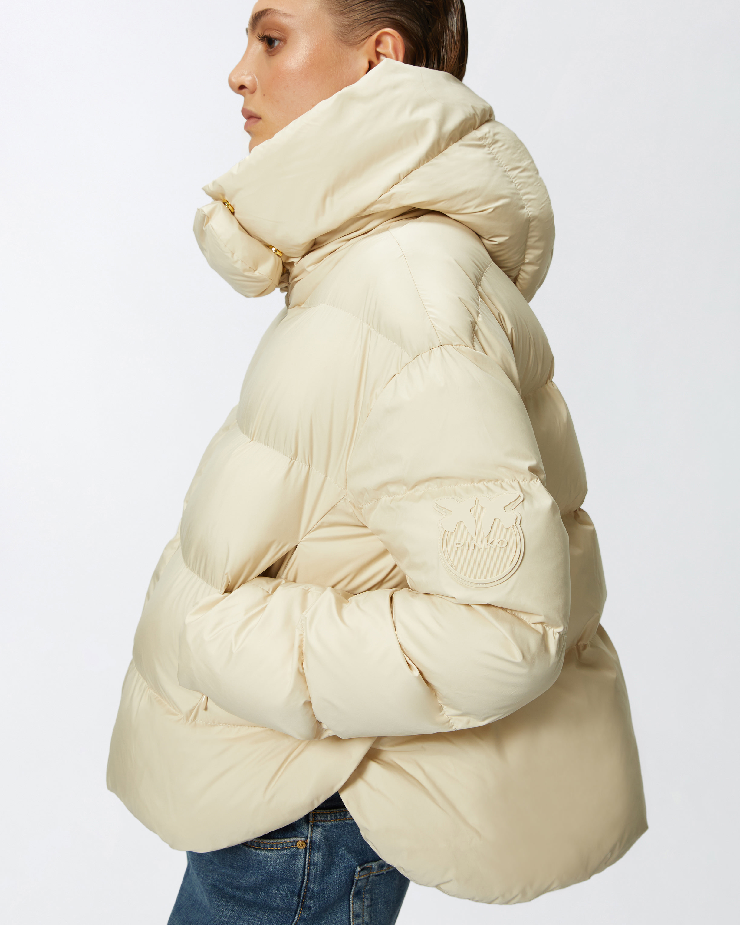 Padded down jacket with high wrap-around collar PINKO Padded down jacket with high wrap-around collar PINKO