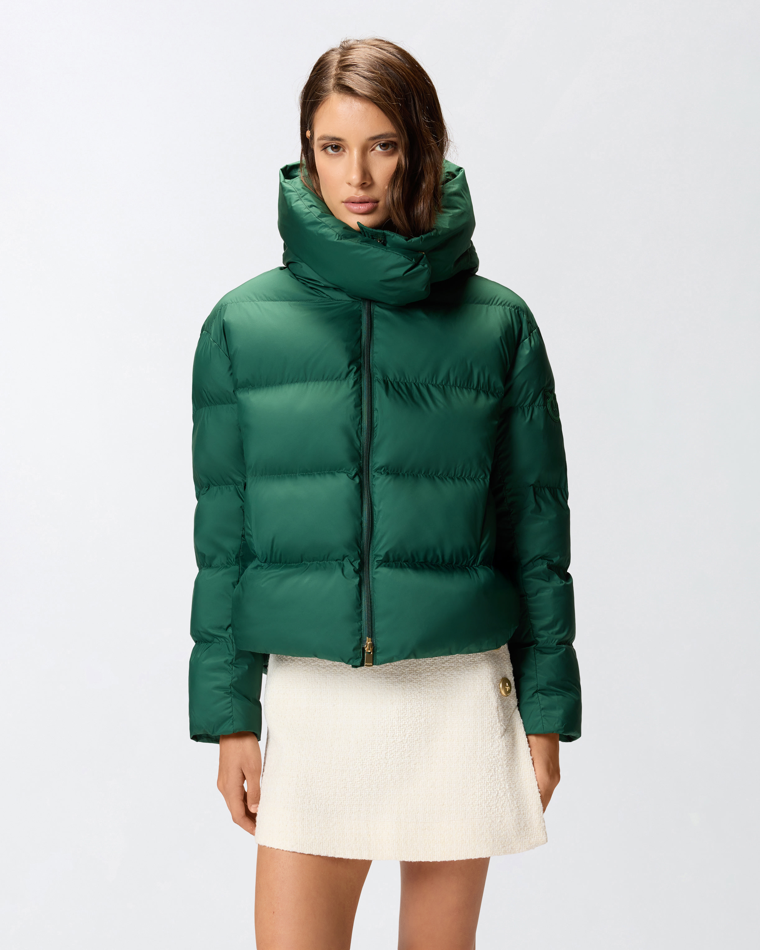 Technical canvas jacket with hood - Green - large | Pinko 