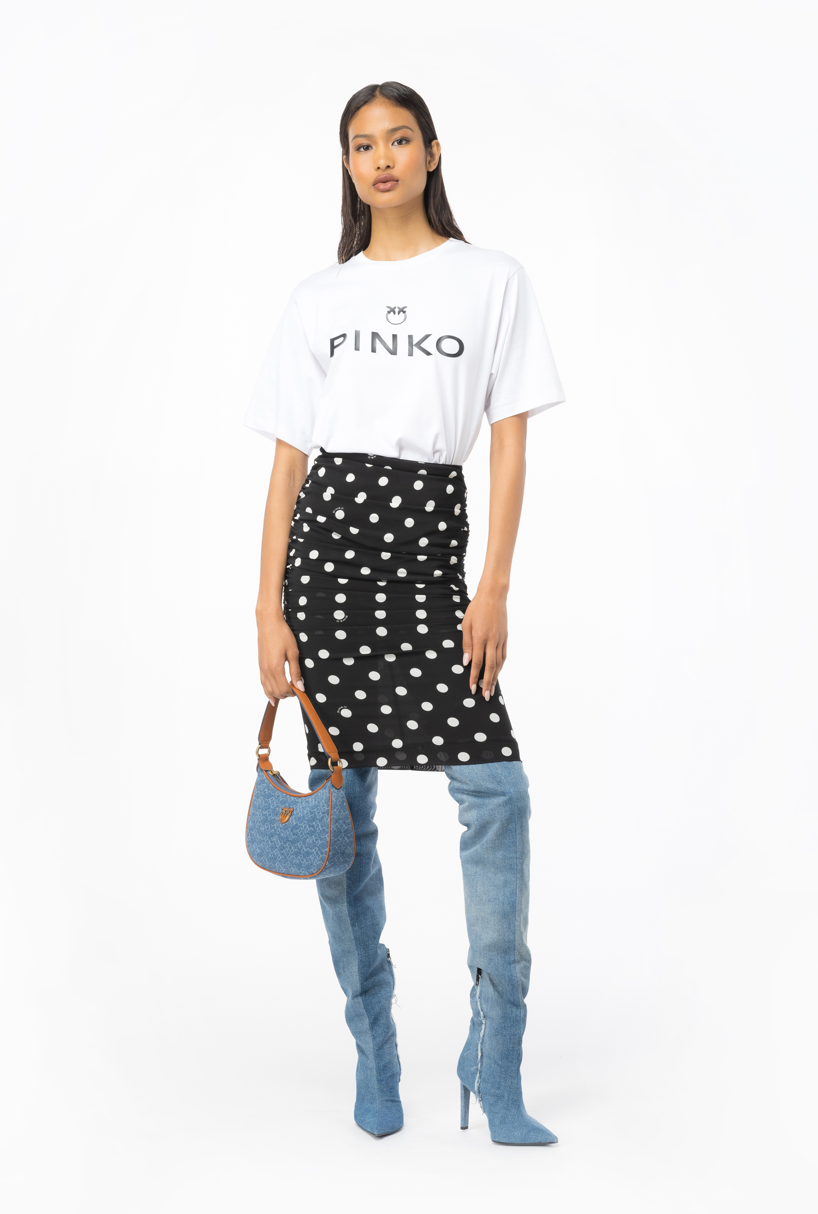 Pinko, Polka-Dot Shirt, Black/White, 40