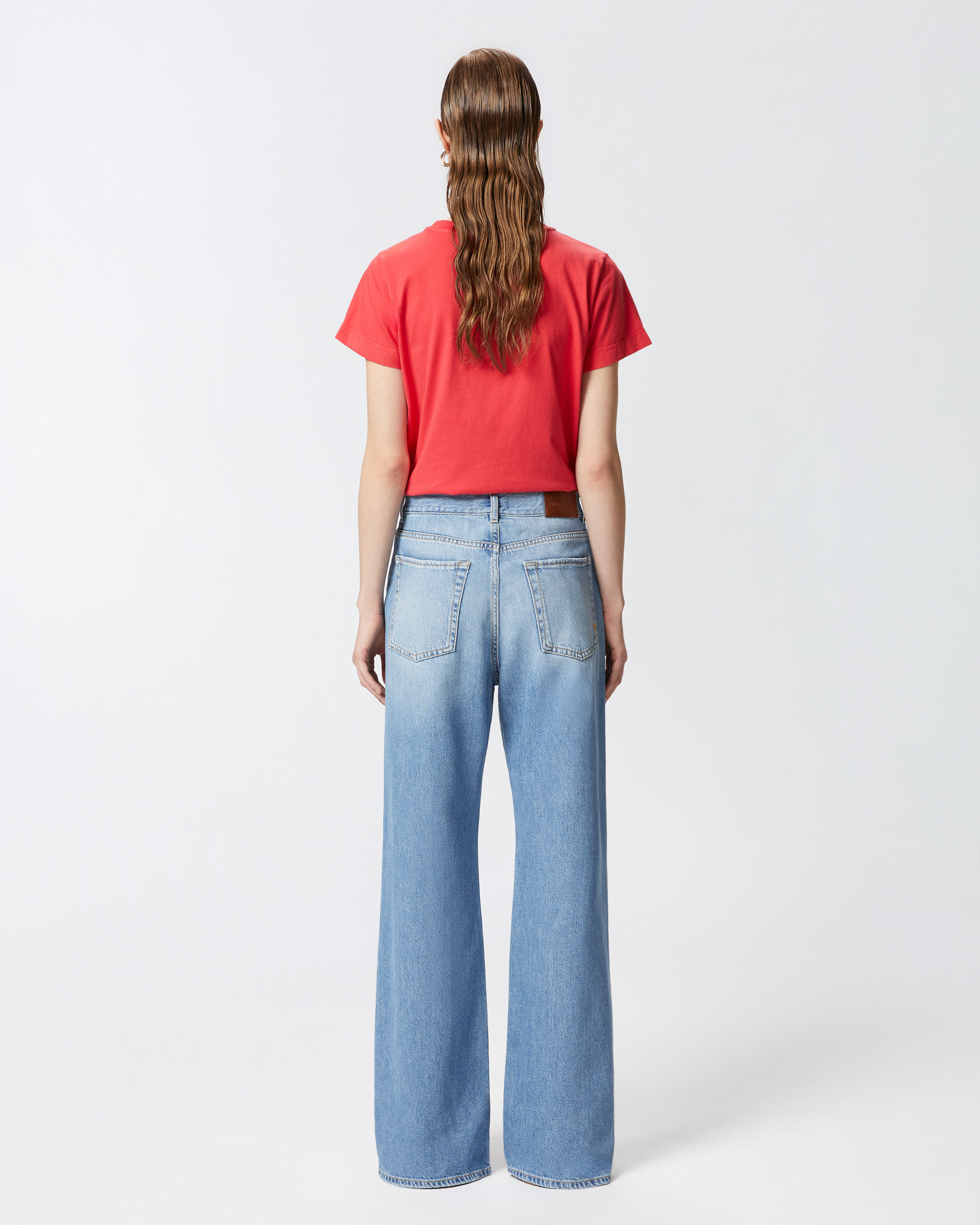 Pinko Palazzo Jeans In Soft Denim In Medium/light Vintage Wash