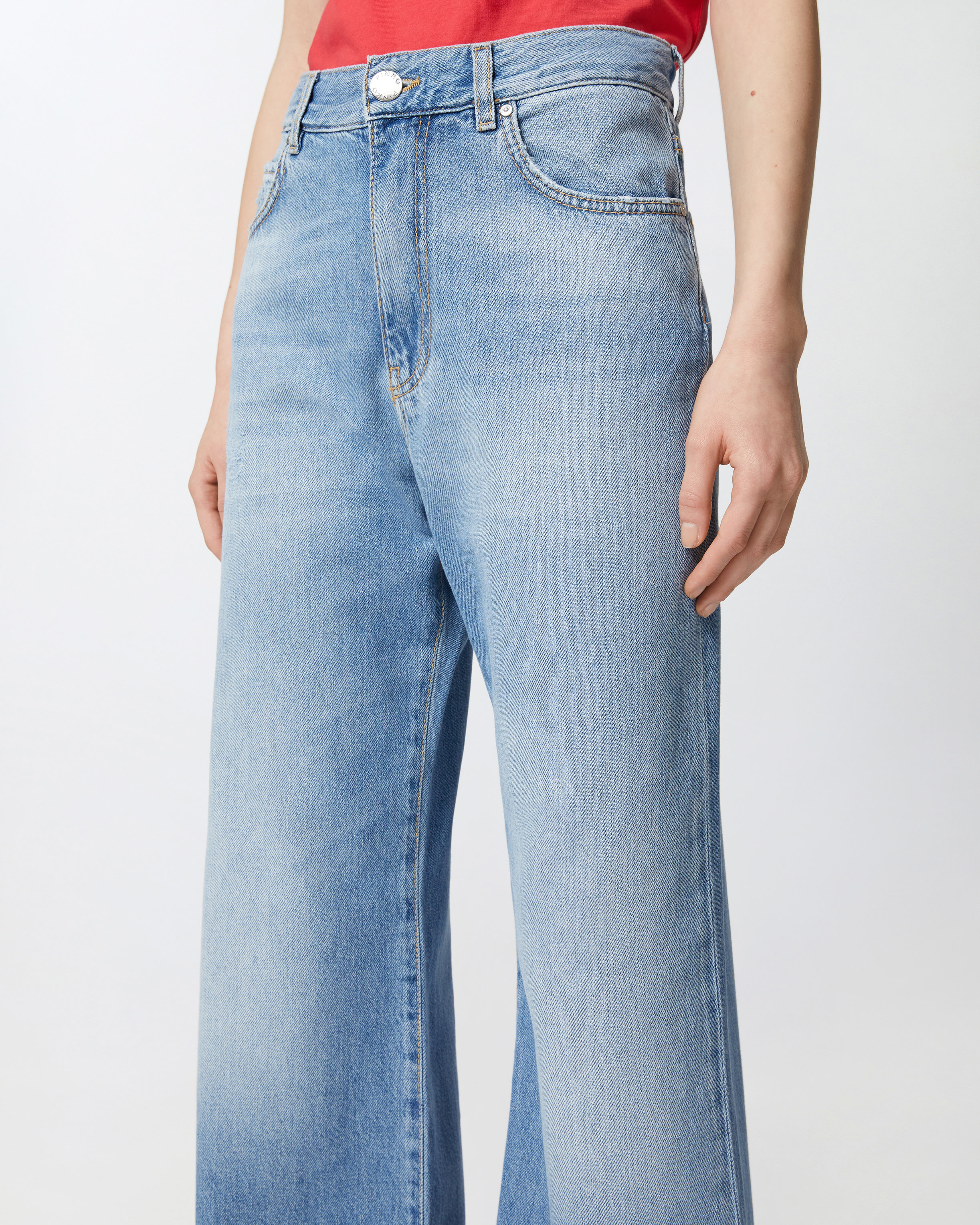 Pinko Palazzo Jeans In Soft Denim In Medium/light Vintage Wash