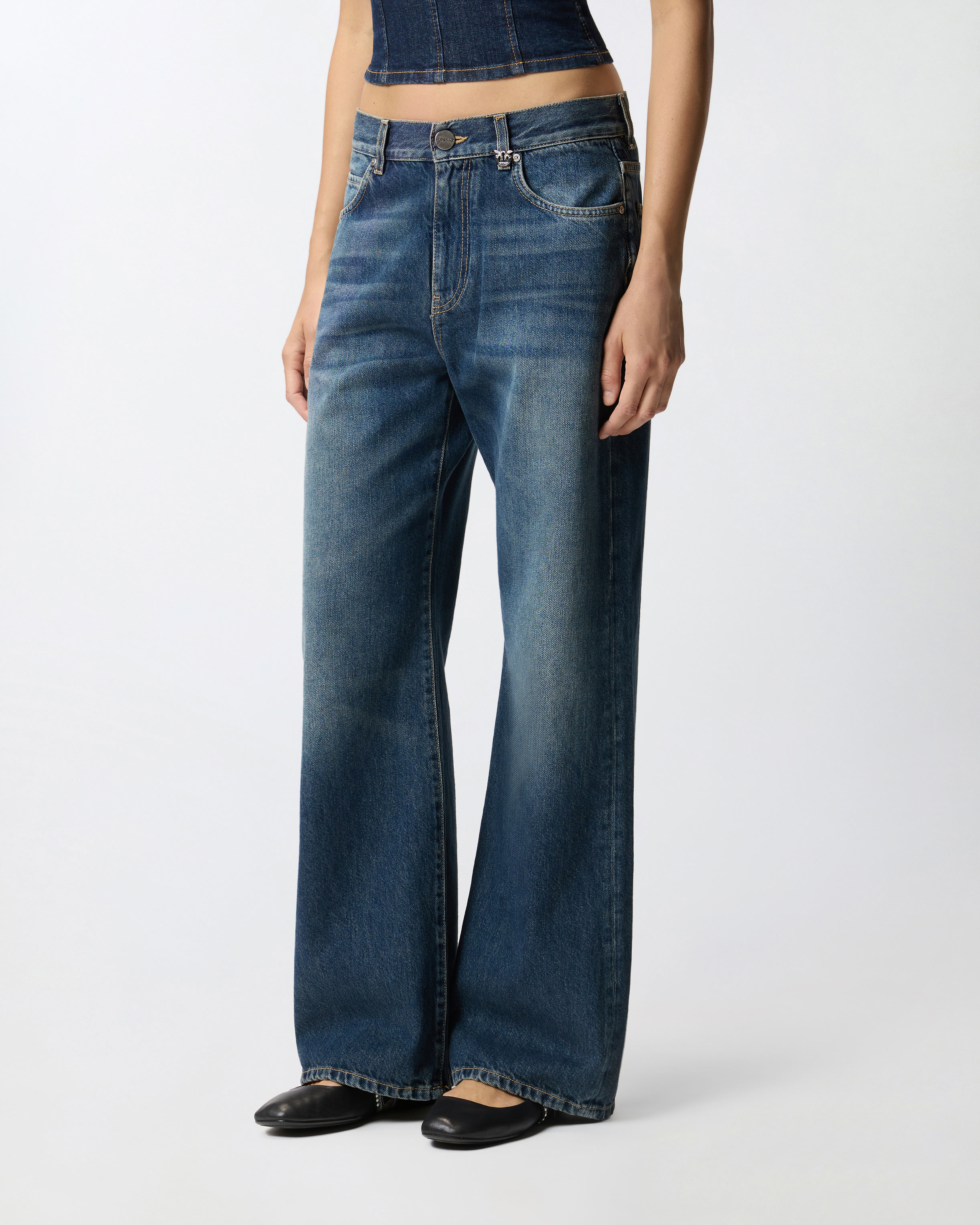 Wide-leg soft denim jeans PINKO → Shop Online