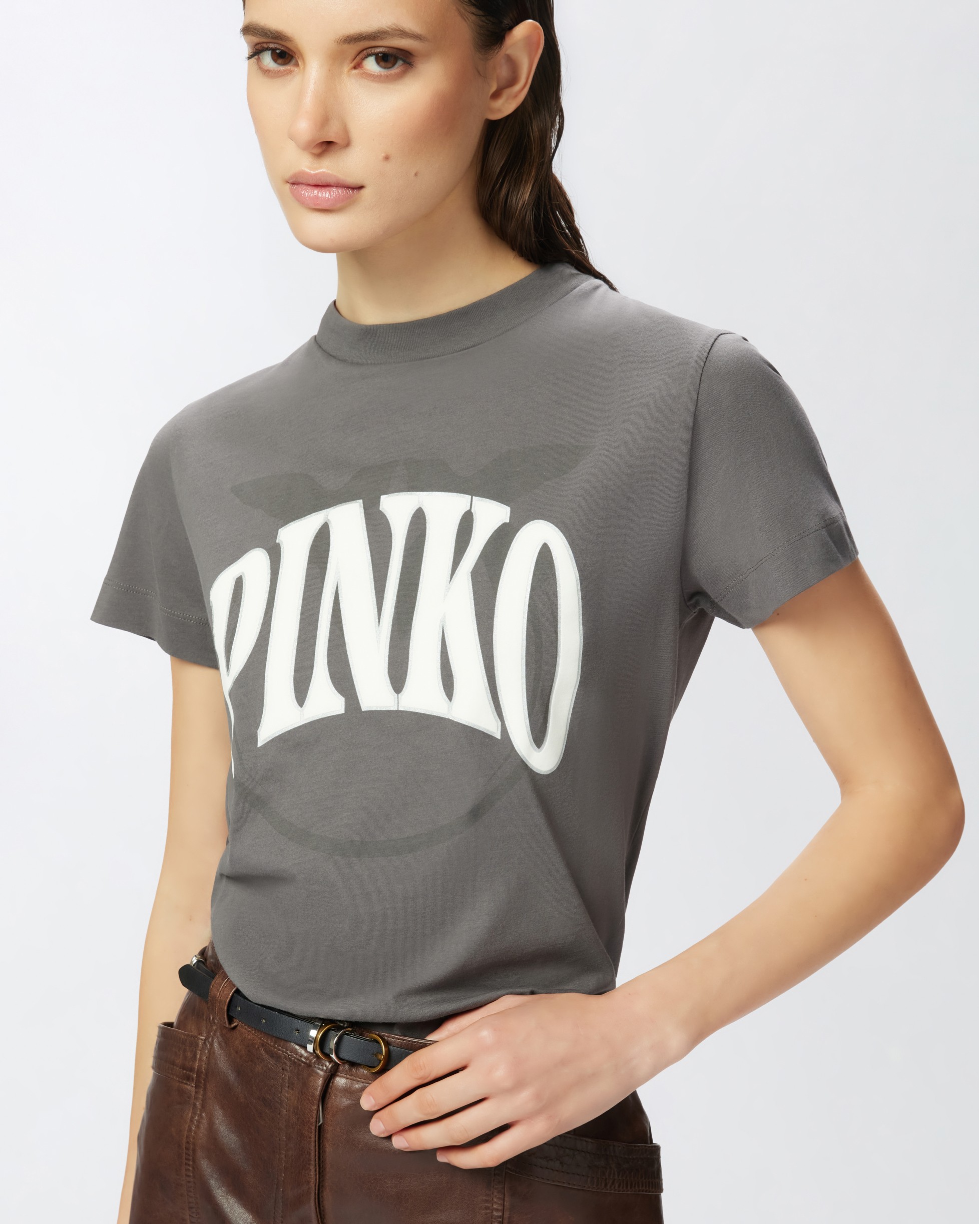 Tシャツ・カットソー PINKO Woman T-Shirt Grey 101752A2CT I63 101752A2CT-I63-AA04