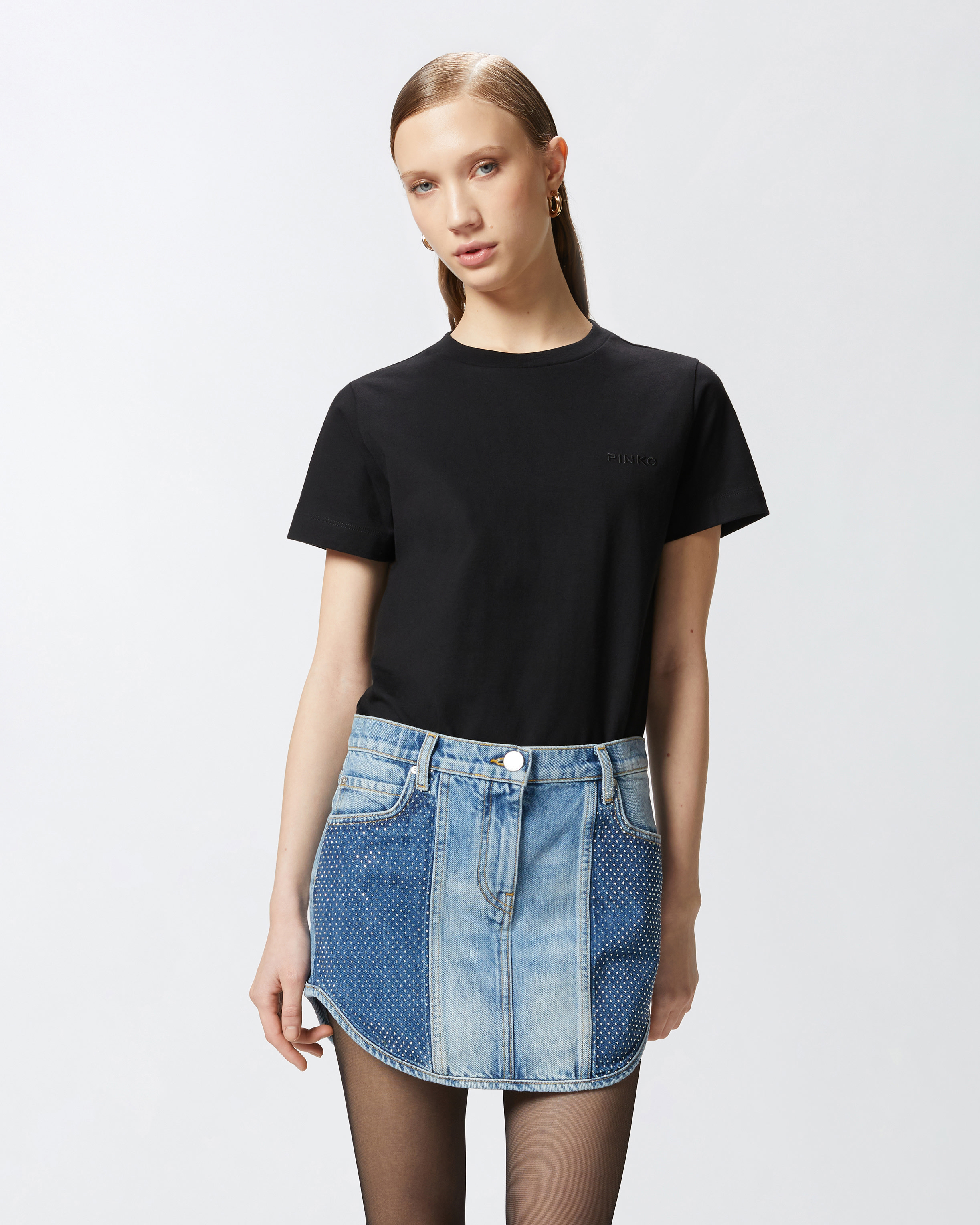 Pinko Bussolotto T-shirt Jersey In Limo Black