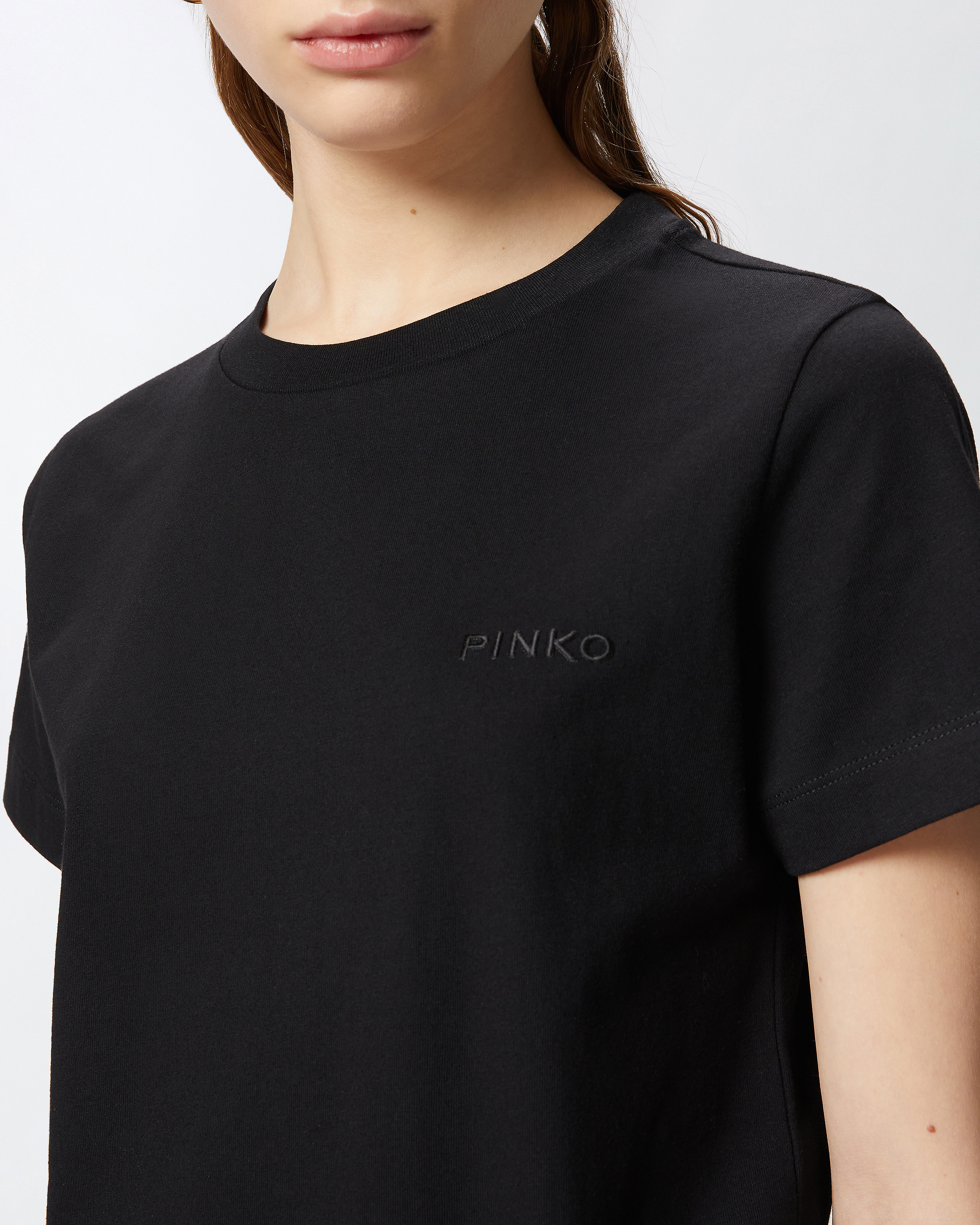 Pinko Bussolotto T-shirt Jersey In Limo Black