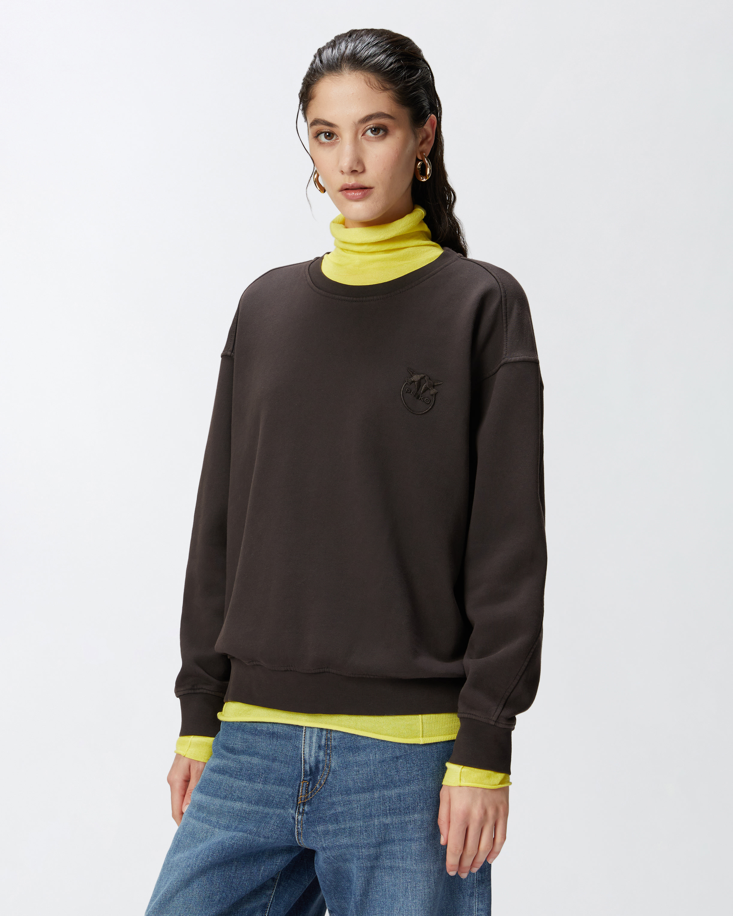 Свитшот с вышитым логотипом - КОРИЧНЕВЫЙ - large