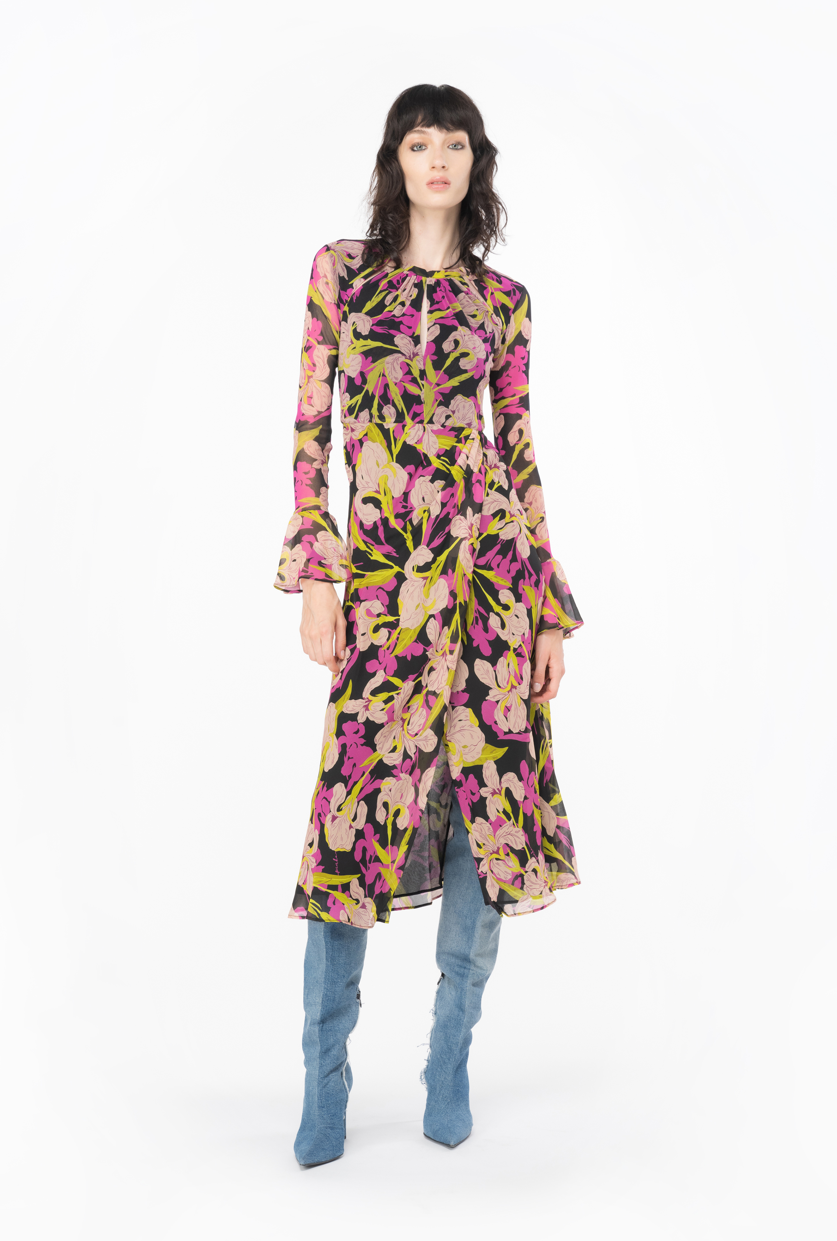 Iris-print open-back dress PINKO → Shop Online