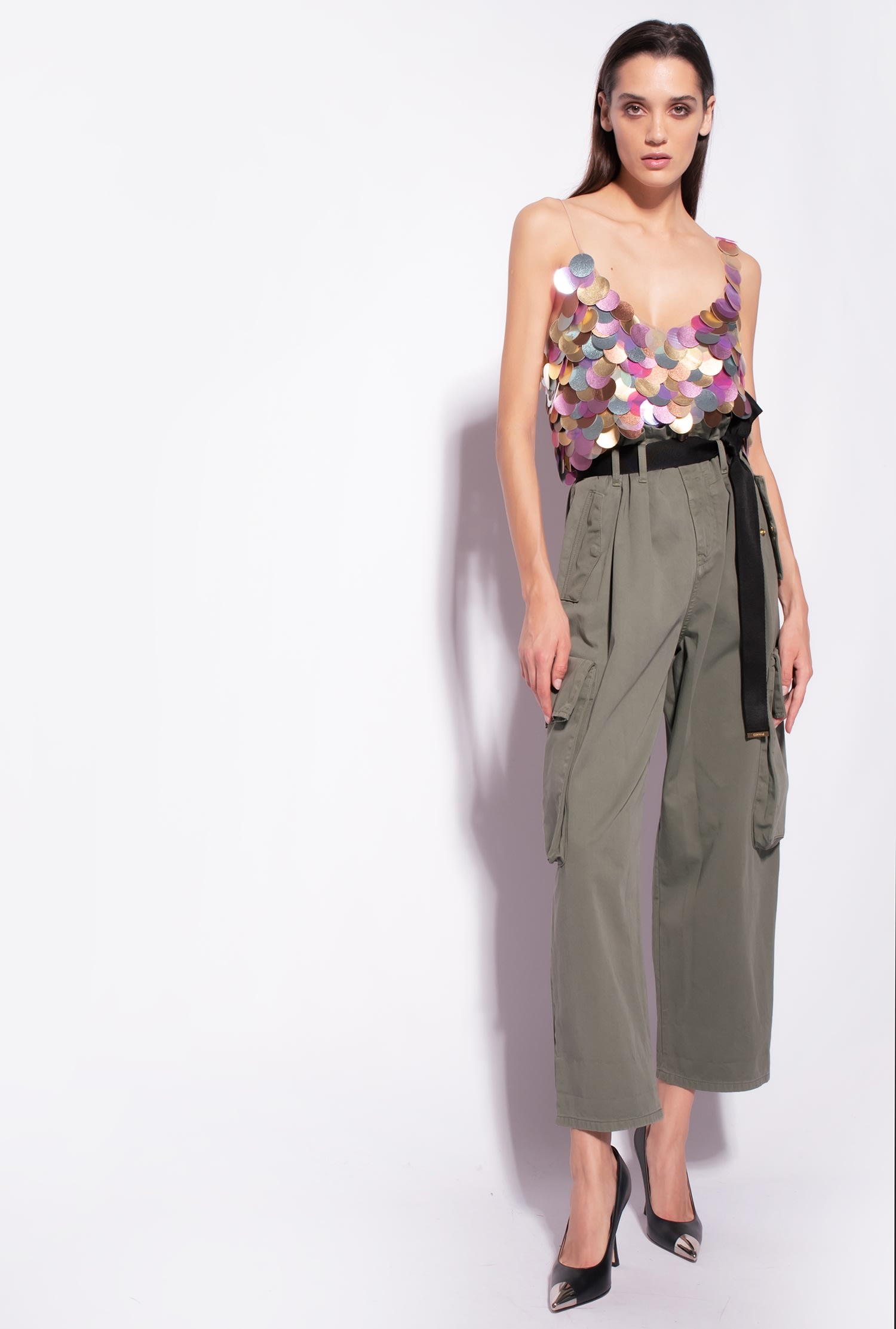 Oversized cargo trousers - Green - large | Pinko 