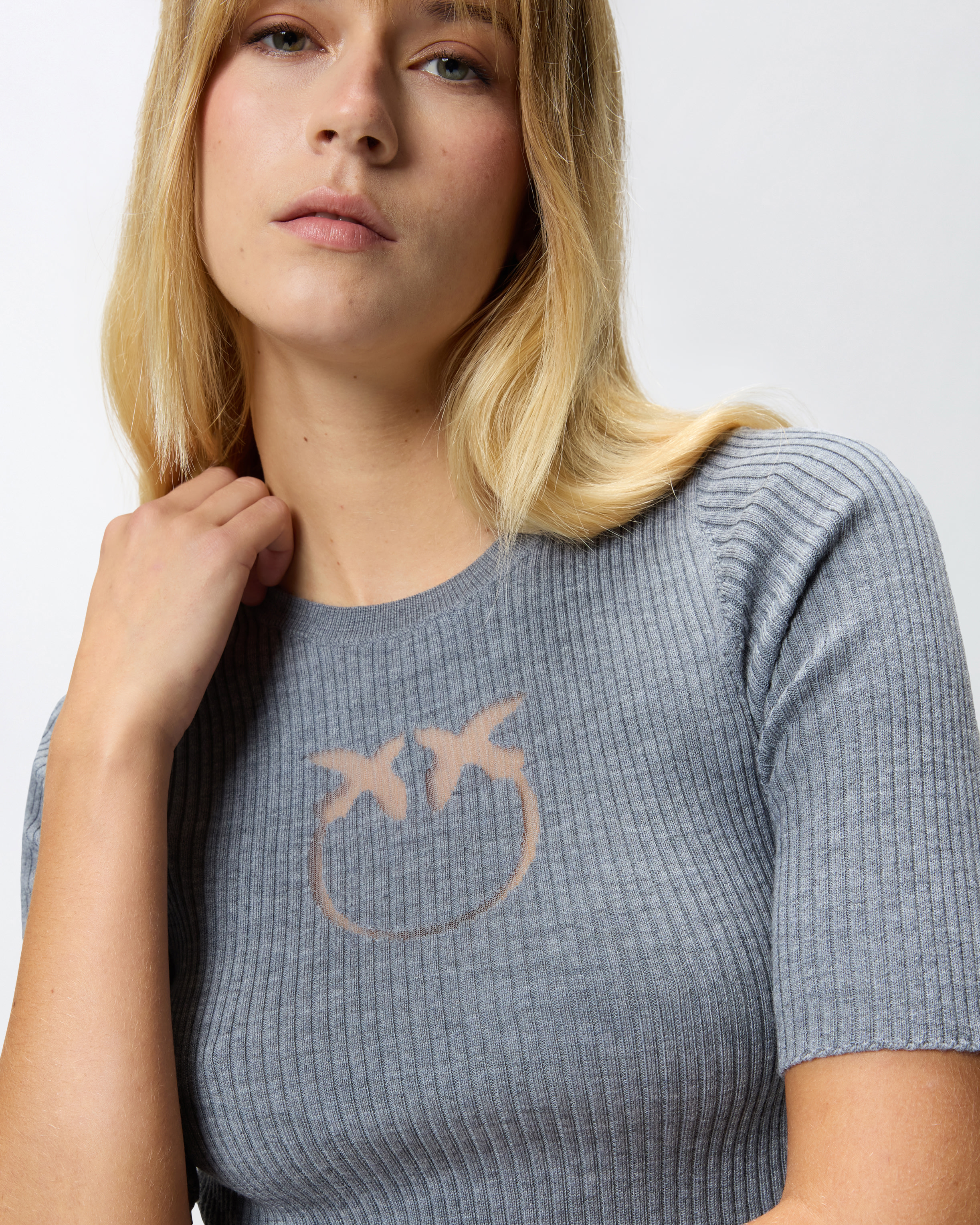 Gerippter Pullover mit transparentem Logo Love Birds 3