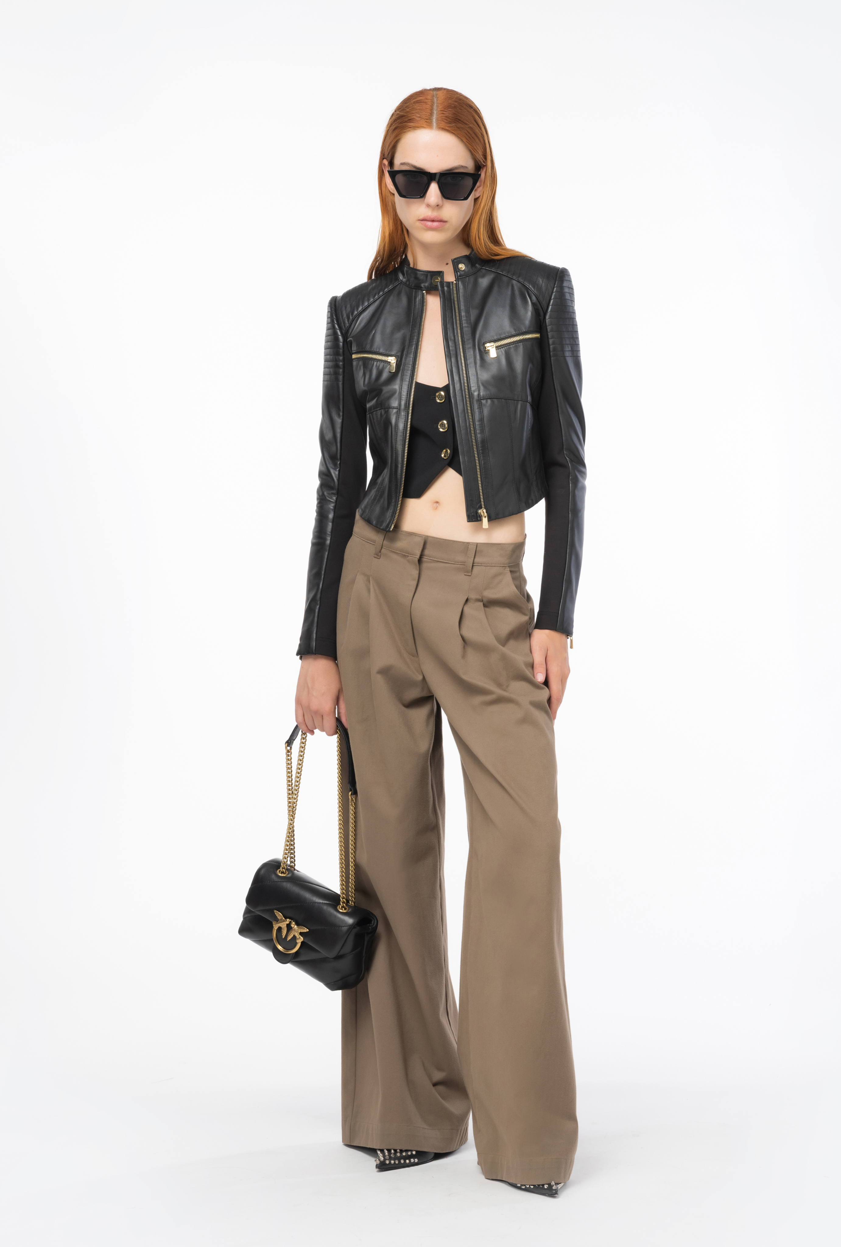 Байкерская куртка из двух материалов - ЧЕРНЫЙ - large