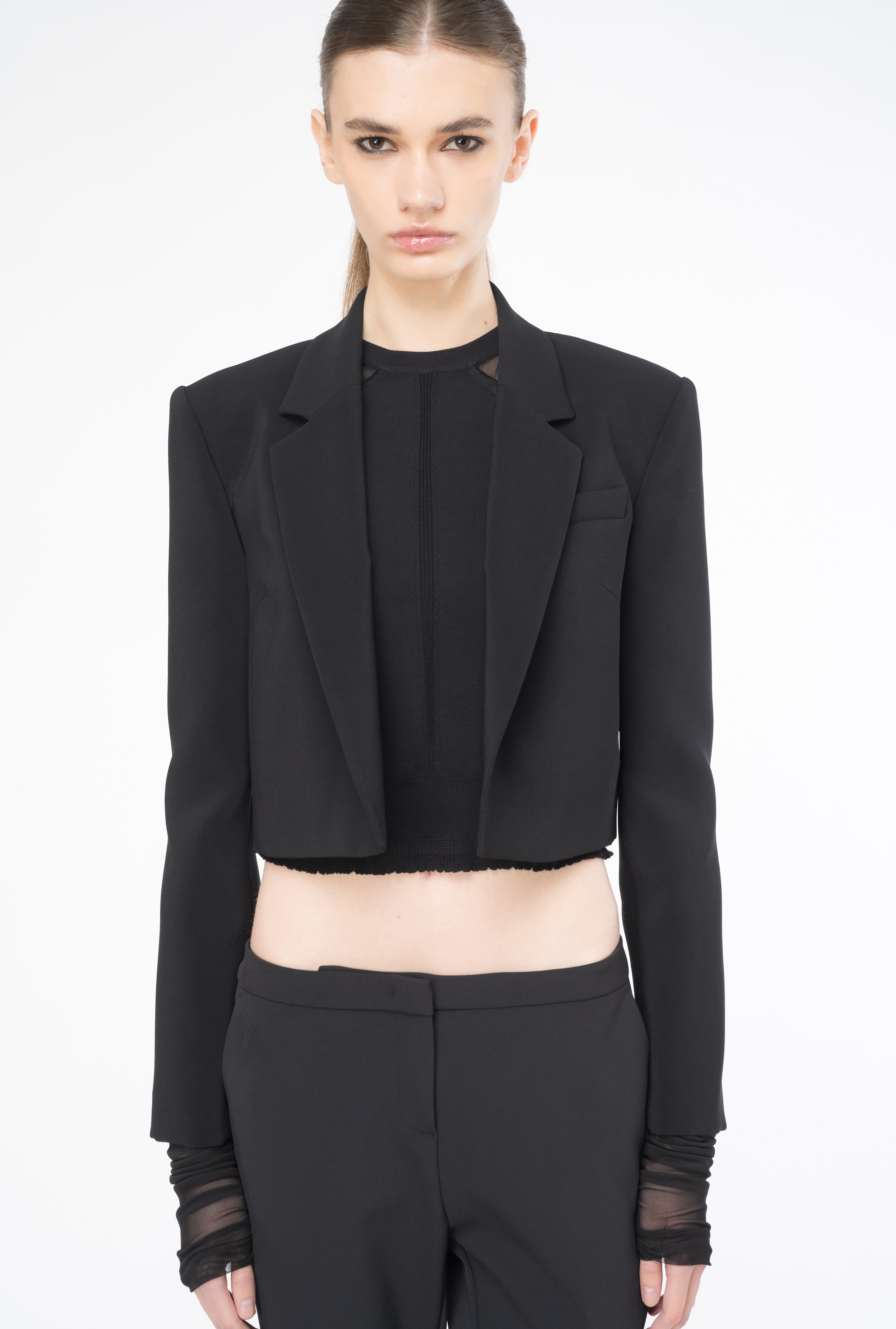 Shop Pinko Veste Spencer En Crêpe Stretch In Limo Black