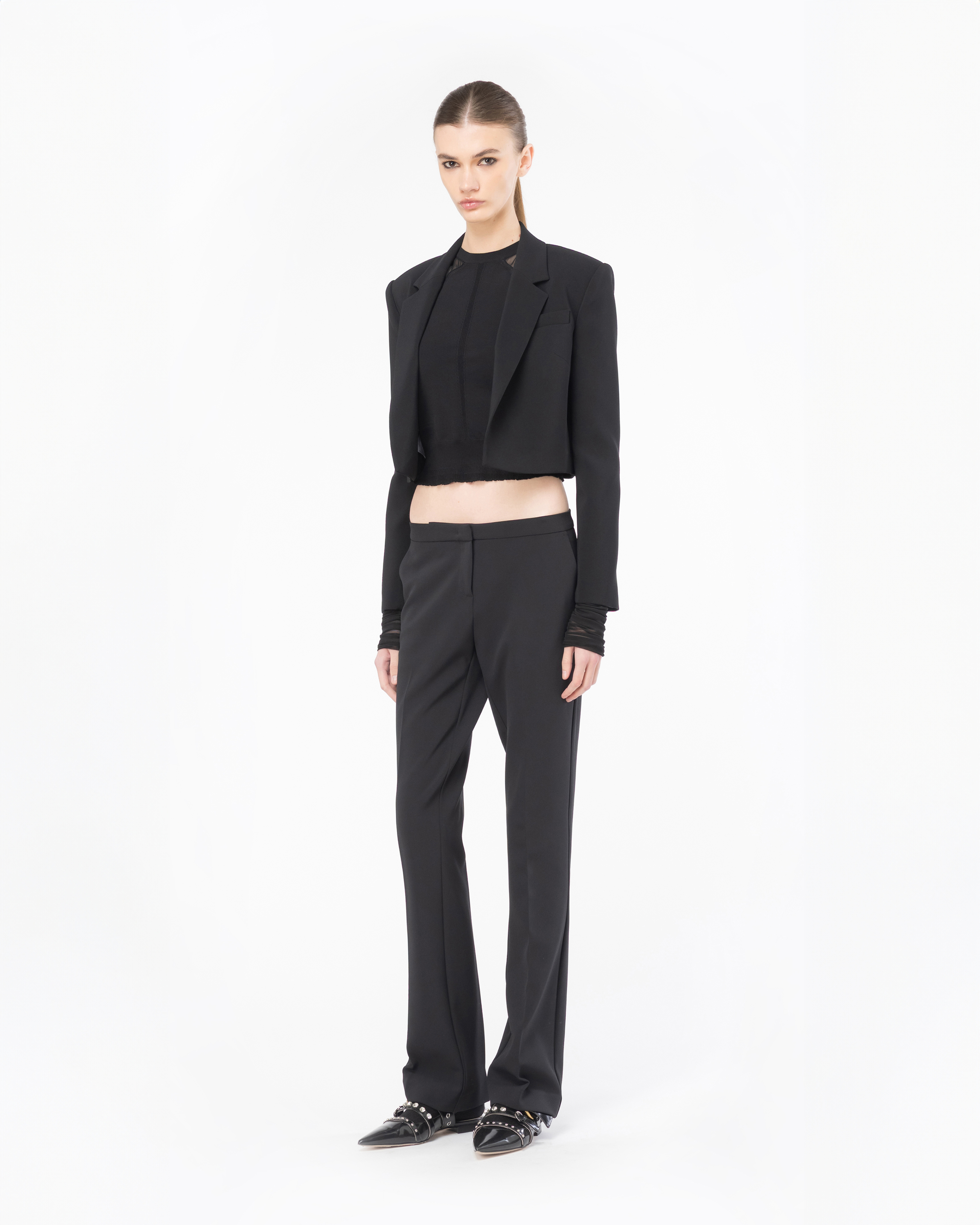 Shop Pinko Veste Spencer En Crêpe Stretch In Limo Black