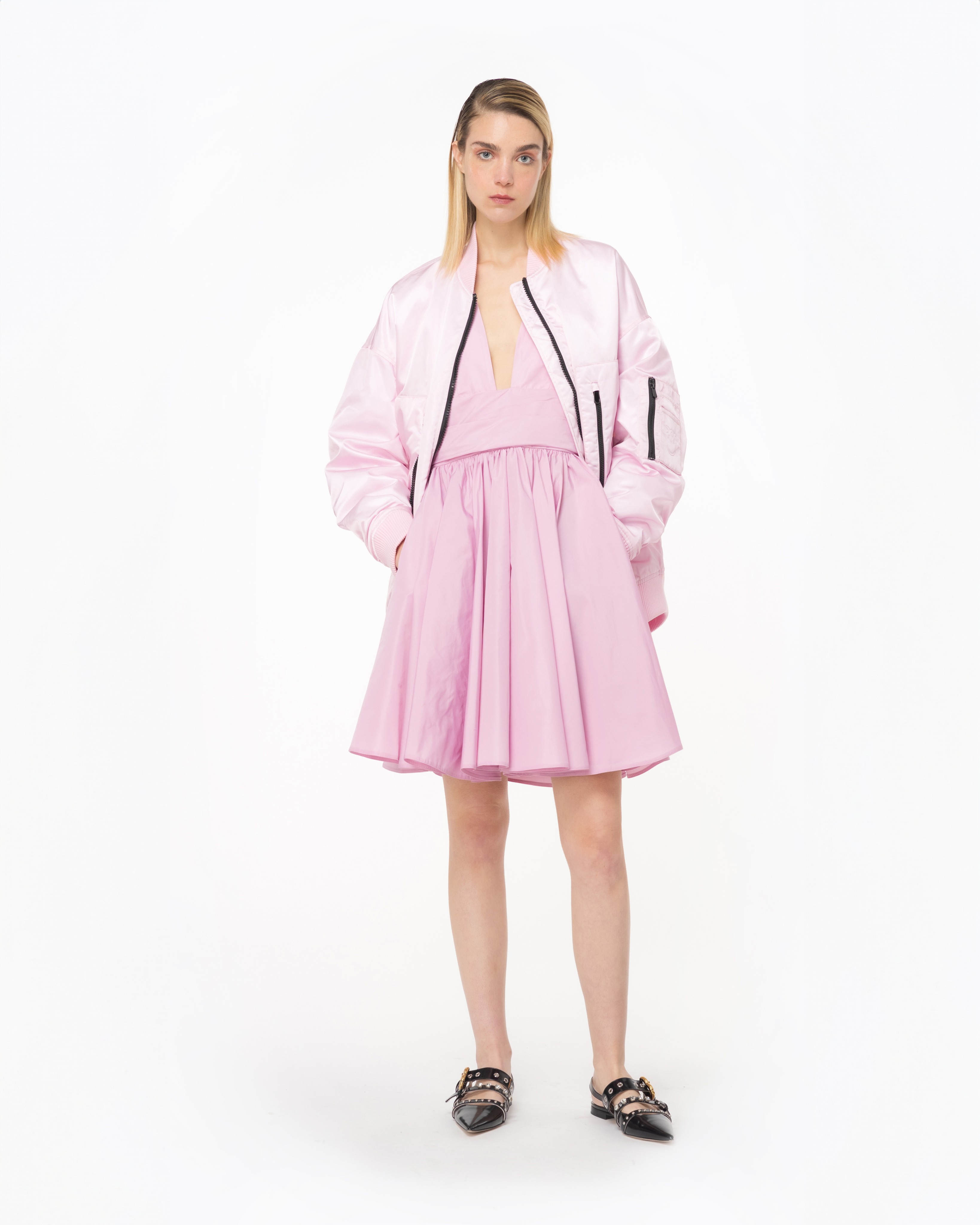 Мини-платье из тафты - РОЗОВЫЙ - large