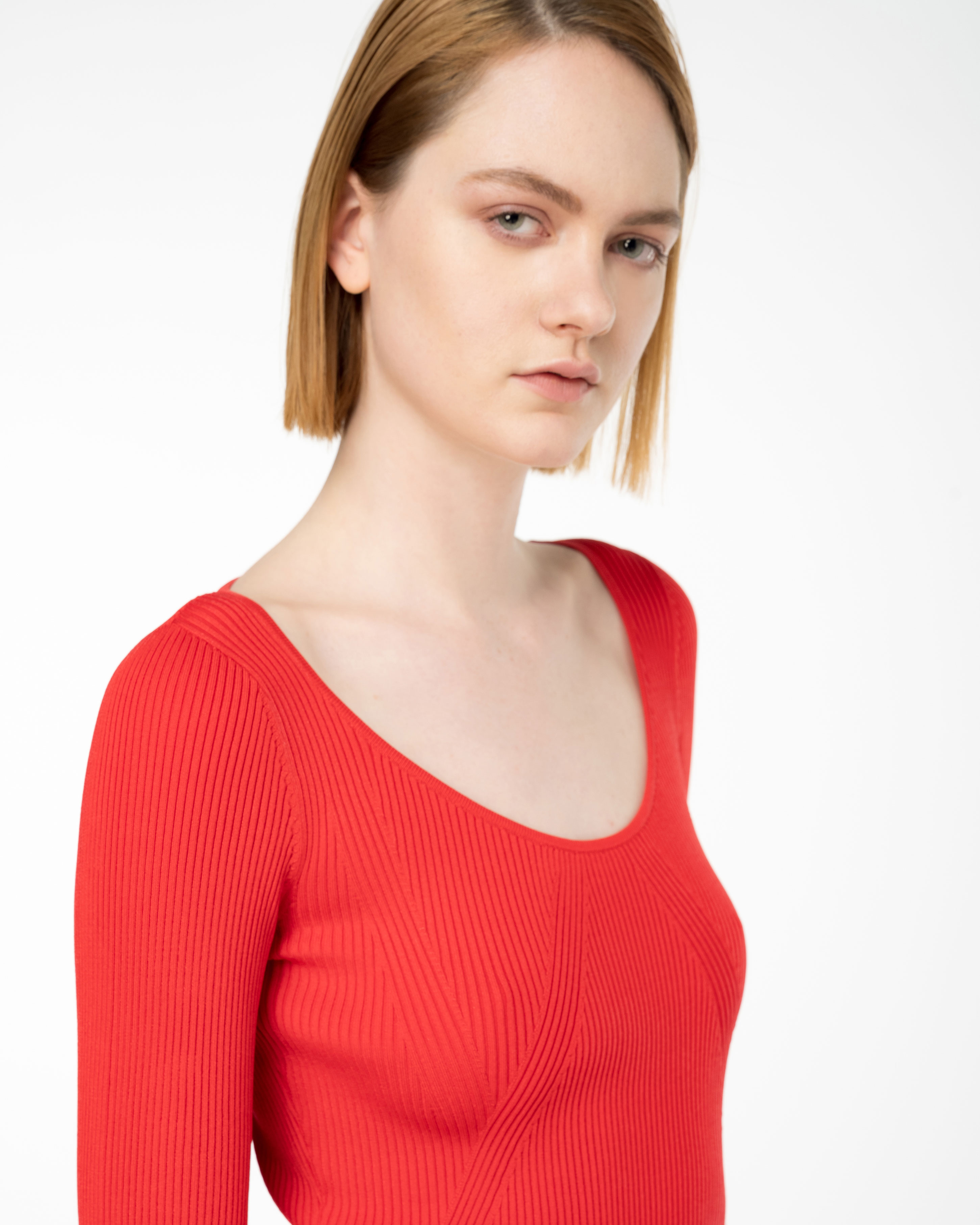 Shop Pinko Long Ribbed Knit Dress In Rouge Formule 1