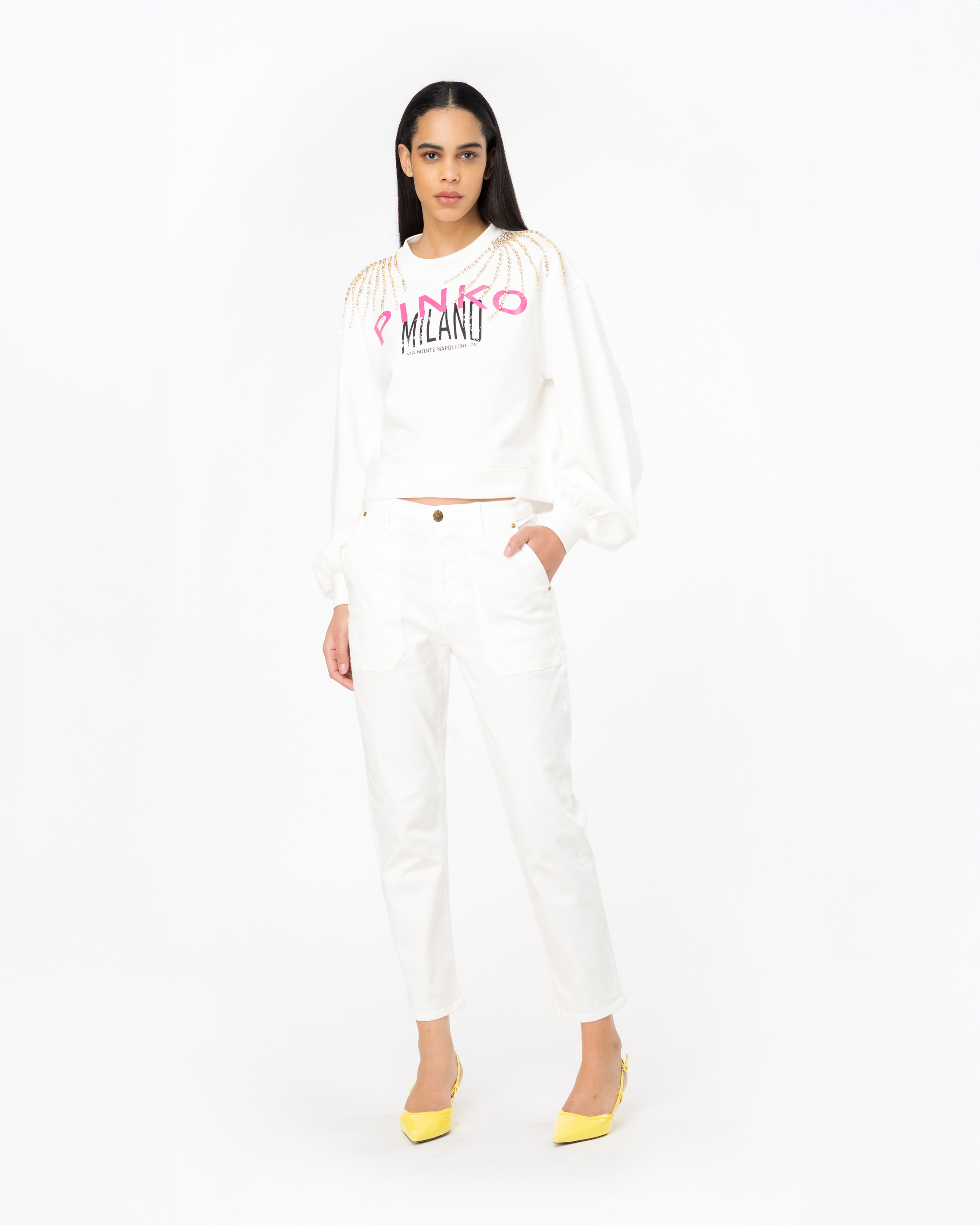 Shop Pinko Cities Sweatshirt In Cloud White