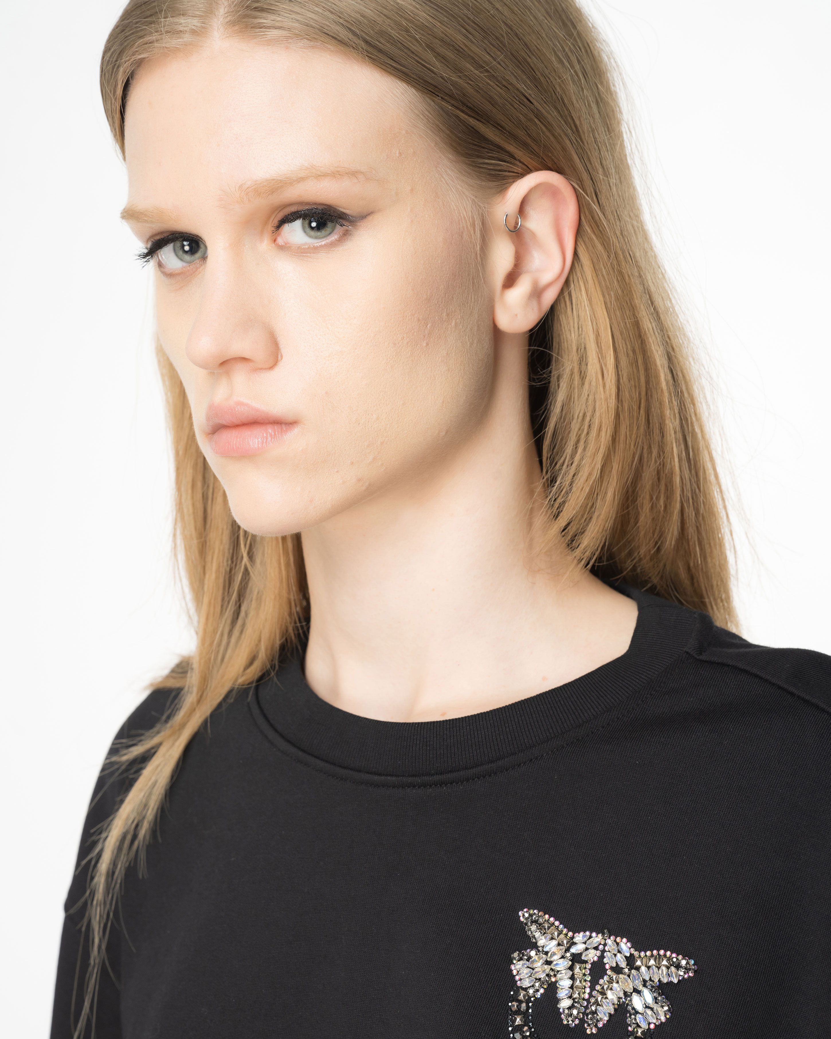 Boxy sweatshirt with Love Birds embroidery PINKO → Shop Online