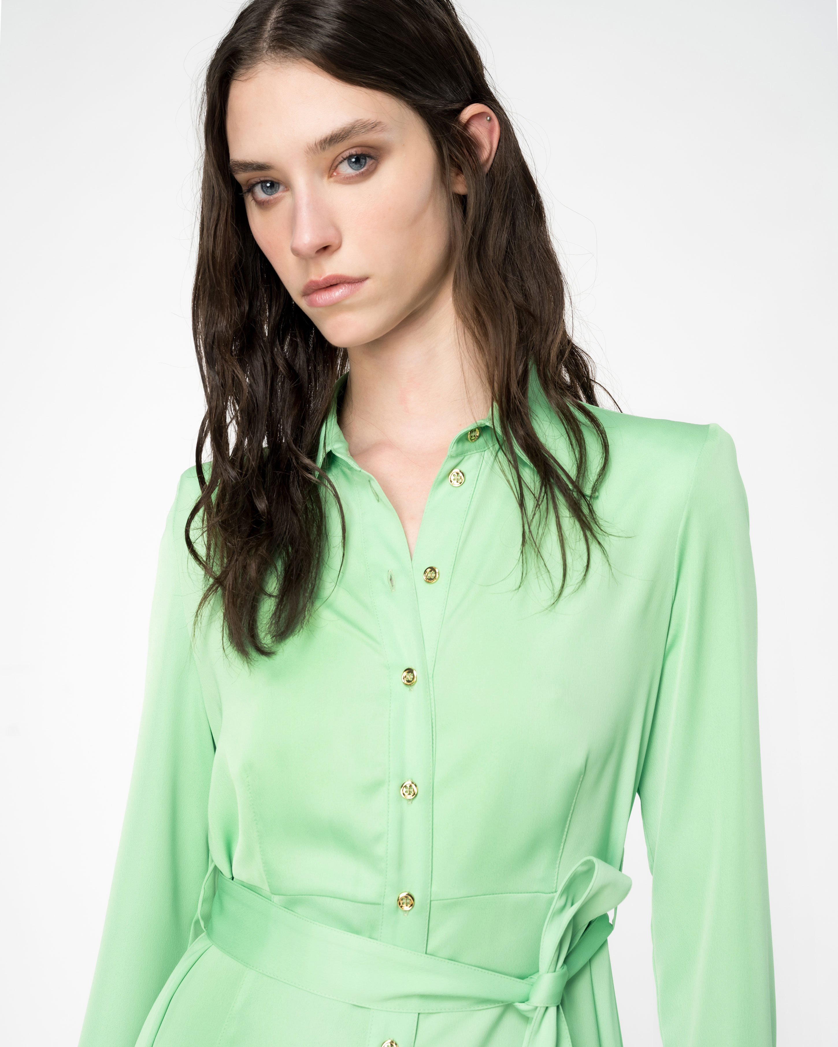 Shop Pinko Matte Satin Shirt Dress In Bouquet