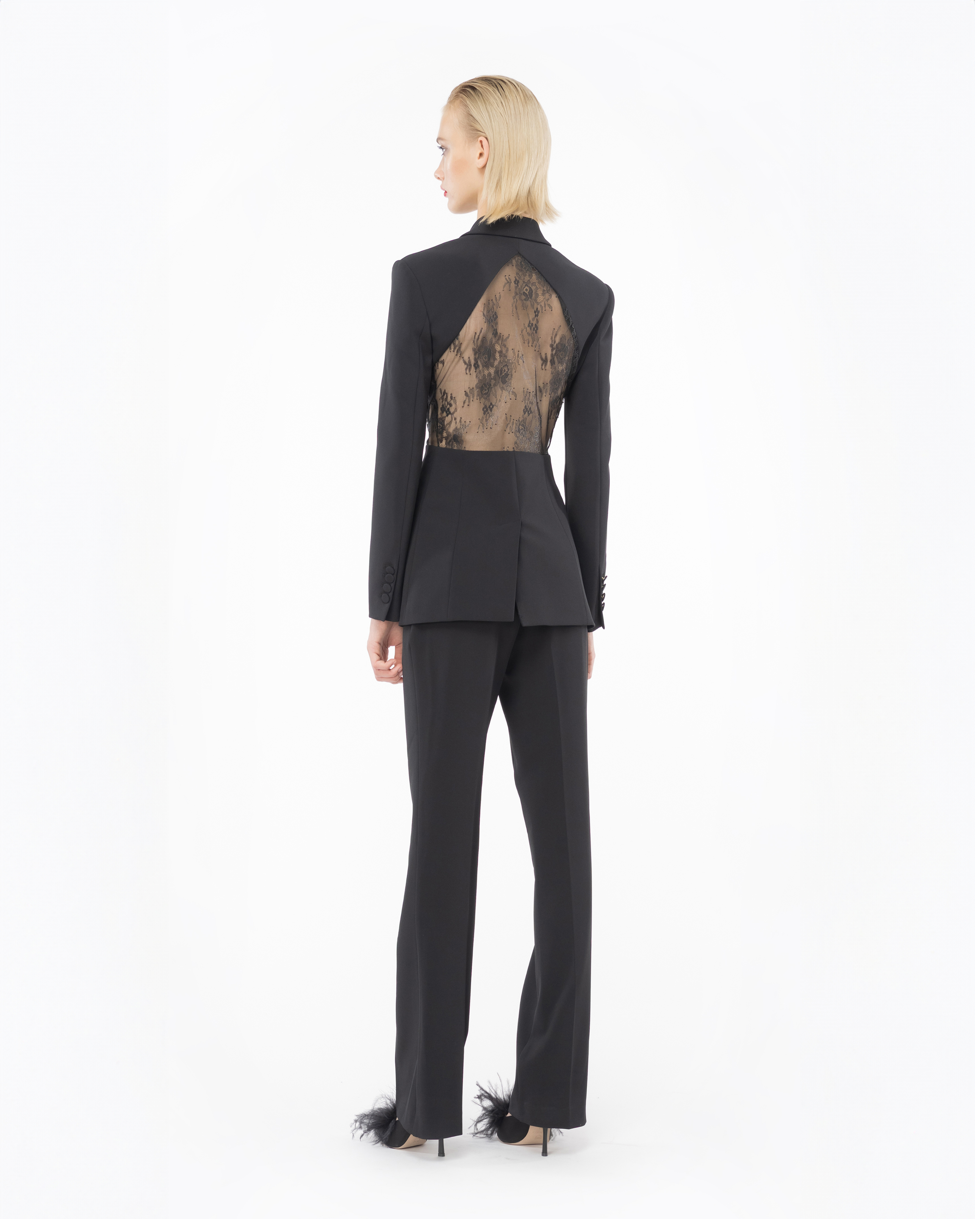 Shop Pinko Technical Crepe Trousers In Noir Limousine