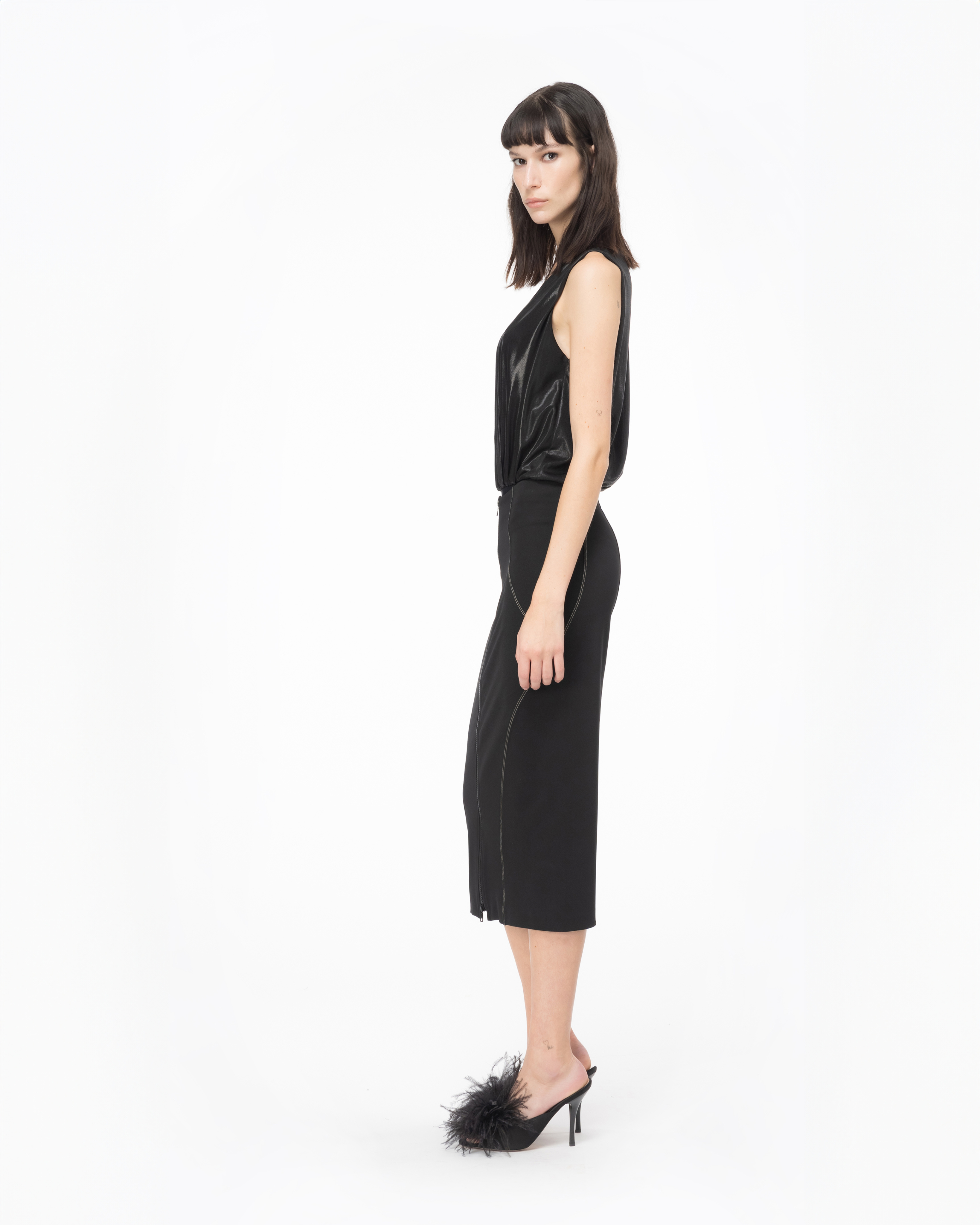 Shop Pinko Body En Jersey Lamé In Noir Limousine